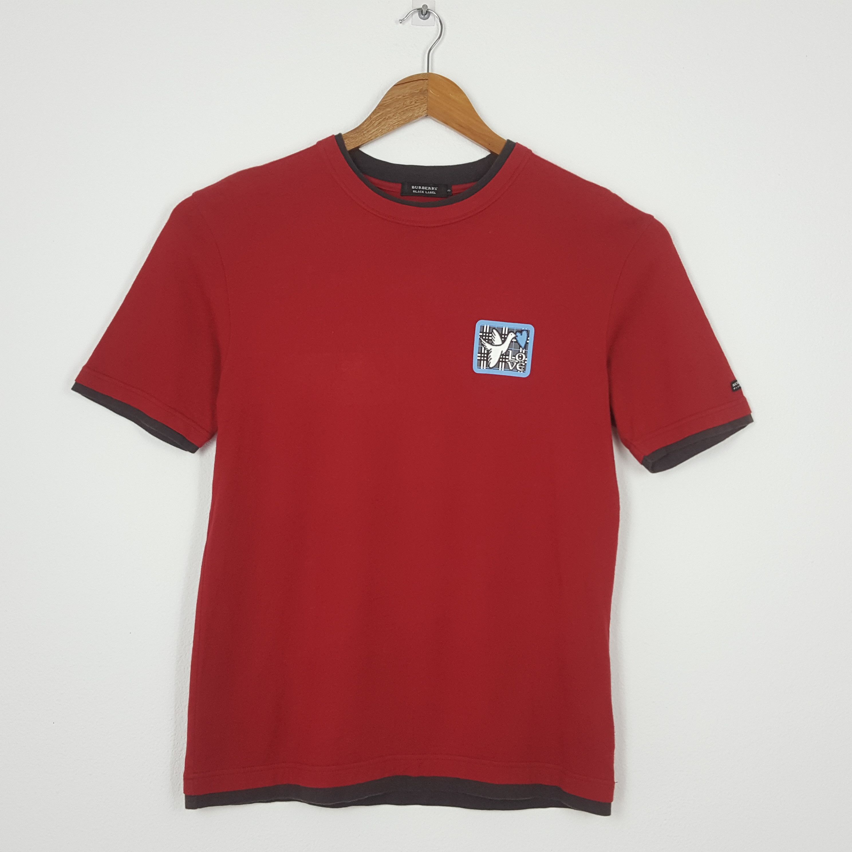 Vintage BURBERRY nova check design red t-shirt Japan