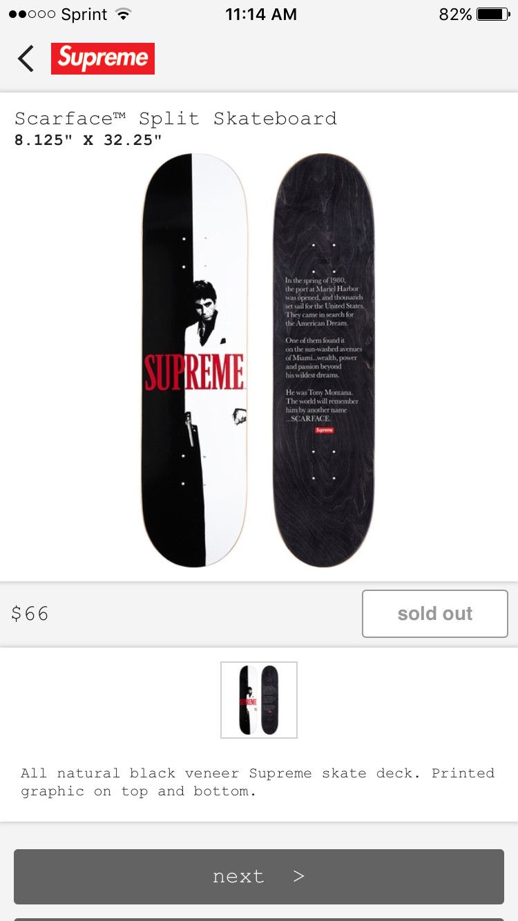 Supreme Scarface Split Skateboard | Grailed