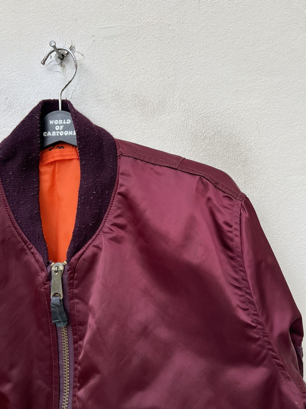 Alpha Industries RARE VTG 80s Corinth MFG Ox Blood MA-1 Flight Bomber Jacket Size US L / EU 52-54 / 3 - 14 Thumbnail