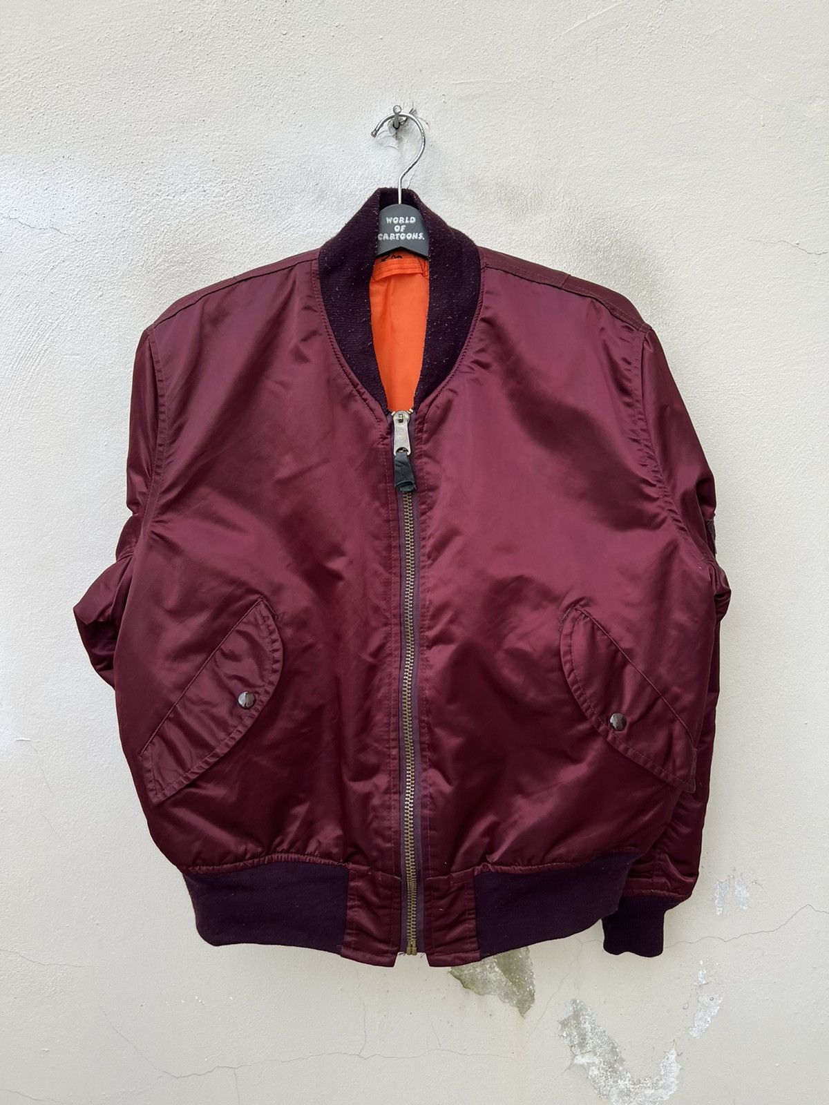 Alpha Industries RARE VTG 80s Corinth MFG Ox Blood MA-1 Flight Bomber Jacket Size US L / EU 52-54 / 3 - 13 Thumbnail