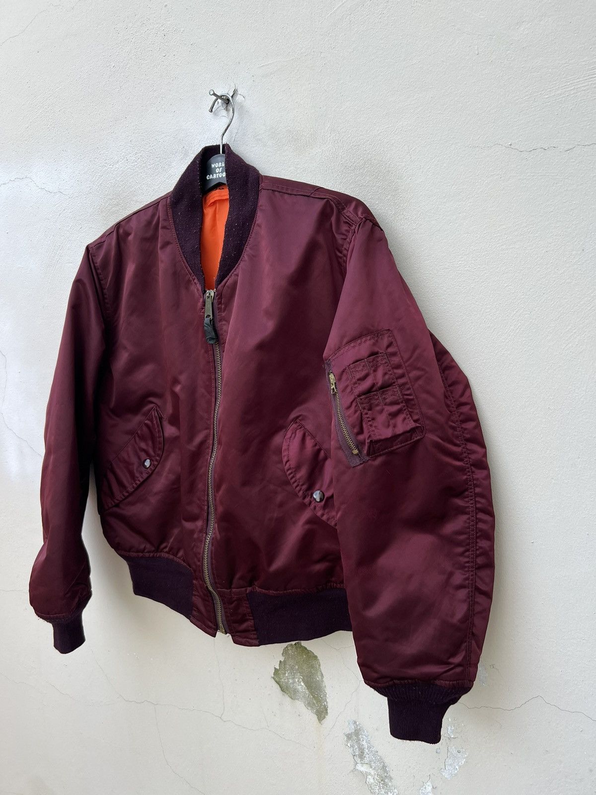 Alpha Industries RARE VTG 80s Corinth MFG Ox Blood MA-1 Flight Bomber Jacket Size US L / EU 52-54 / 3 - 9 Thumbnail