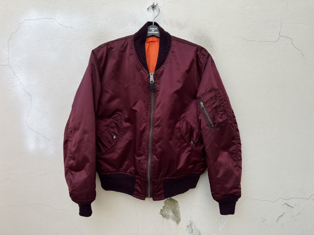 Alpha Industries RARE VTG 80s Corinth MFG Ox Blood MA-1 Flight Bomber Jacket Size US L / EU 52-54 / 3 - 1 Thumbnail