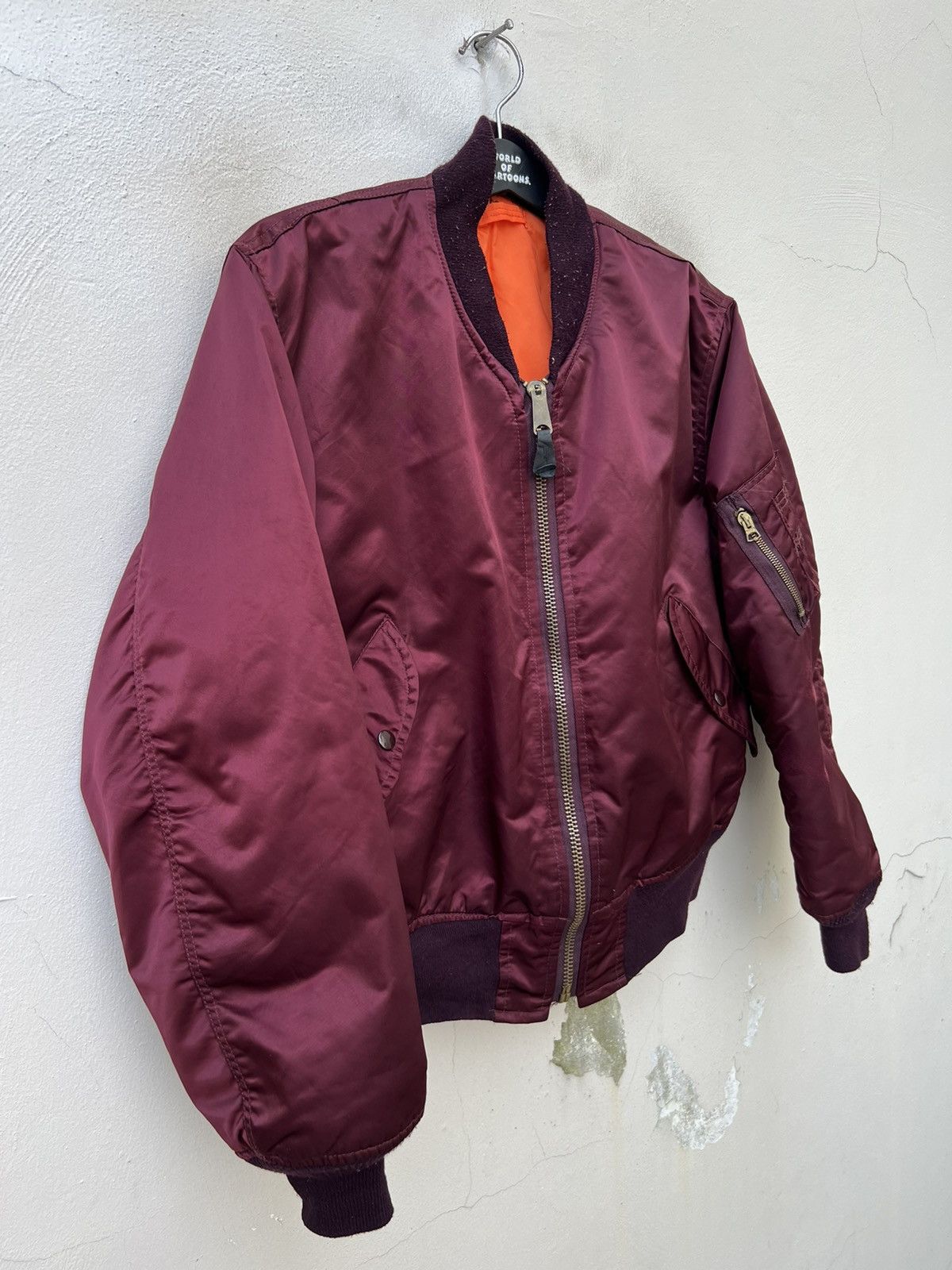 Alpha Industries RARE VTG 80s Corinth MFG Ox Blood MA-1 Flight Bomber Jacket Size US L / EU 52-54 / 3 - 12 Thumbnail