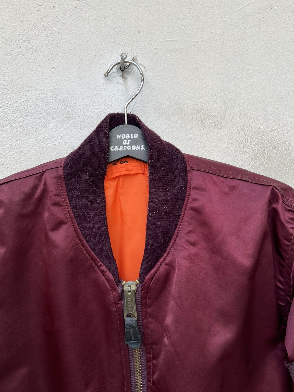 Alpha Industries RARE VTG 80s Corinth MFG Ox Blood MA-1 Flight Bomber Jacket Size US L / EU 52-54 / 3 - 7 Thumbnail