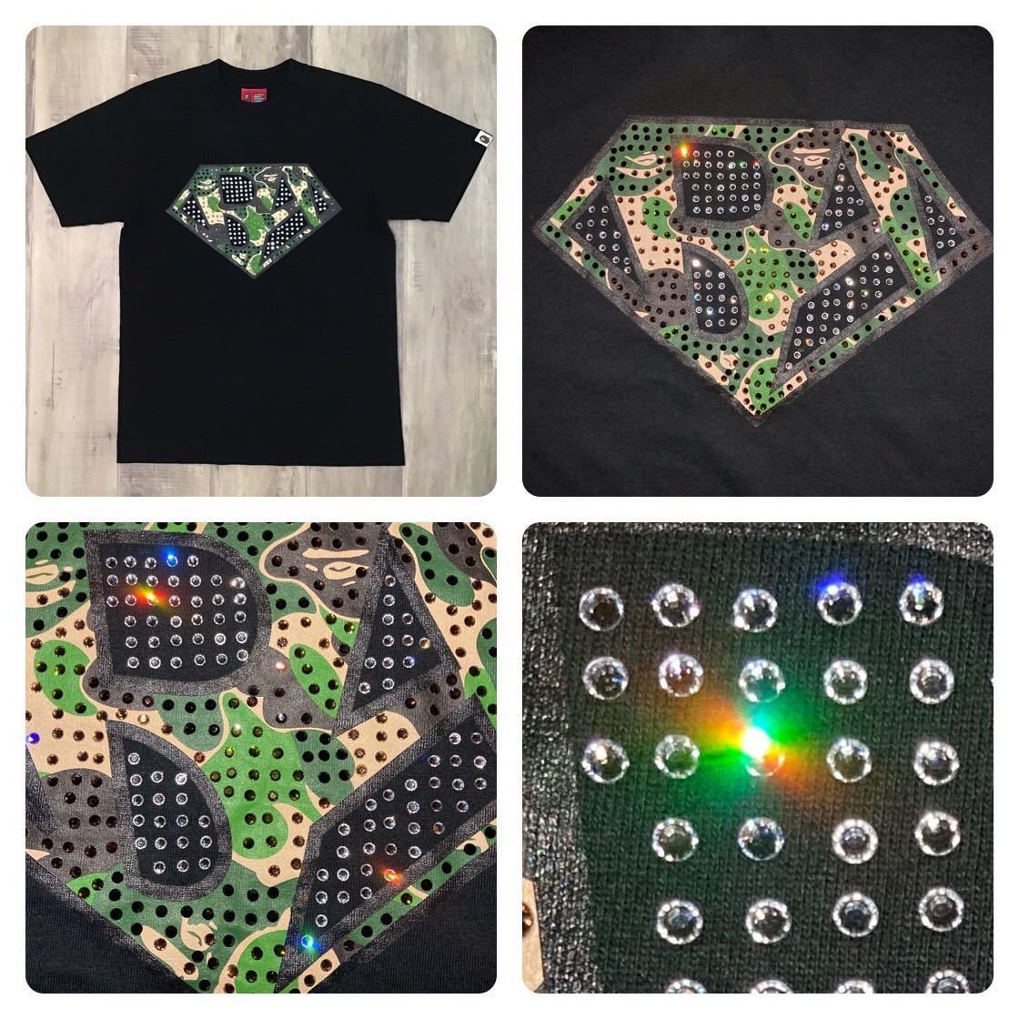 BAPE 🔥Pharrell wearing model🔥 Swarovski logo T-shirt APE