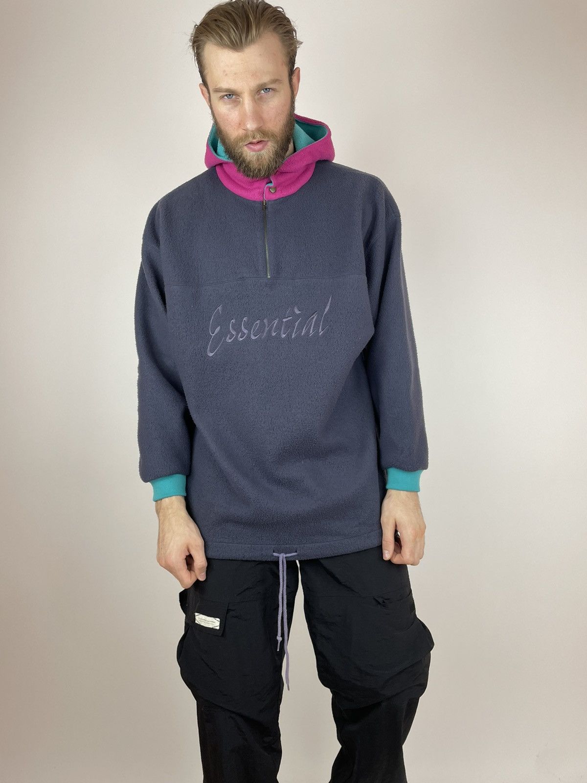 Vintage Vintage Fleece Hoodie Essential Multicolour 90’s Mens Size US L / EU 52-54 / 3 - 1 Thumbnail