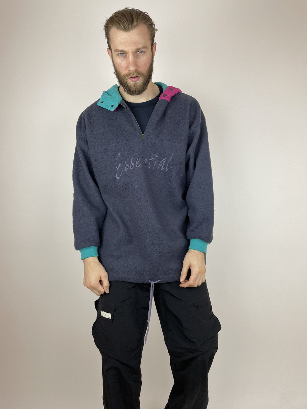 Vintage Vintage Fleece Hoodie Essential Multicolour 90’s Mens Size US L / EU 52-54 / 3 - 3 Thumbnail