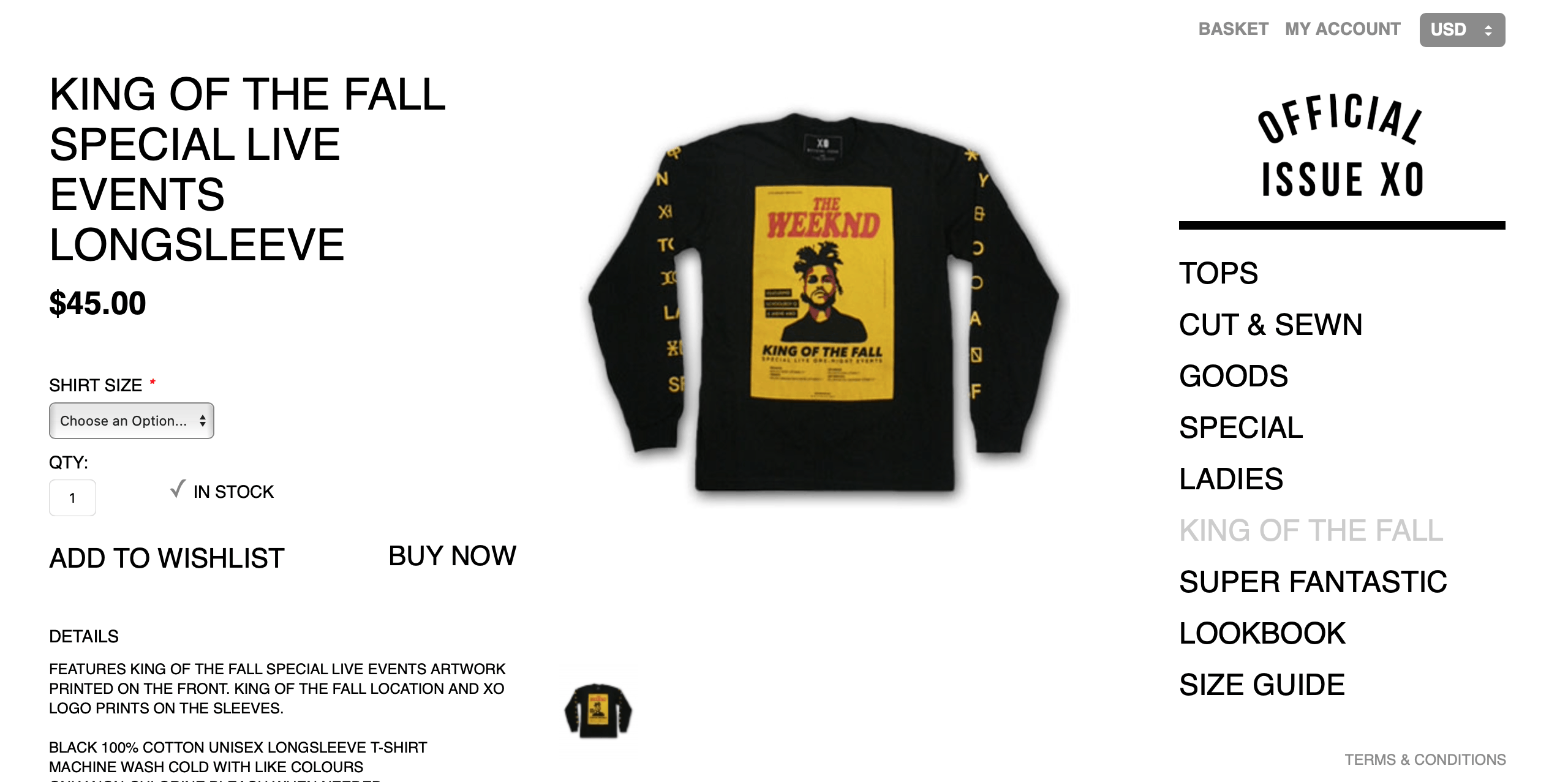 The Weeknd Official Issue XO KING OF THE FALL LONGSLEEVE Size US L / EU 52-54 / 3 - 5 Thumbnail