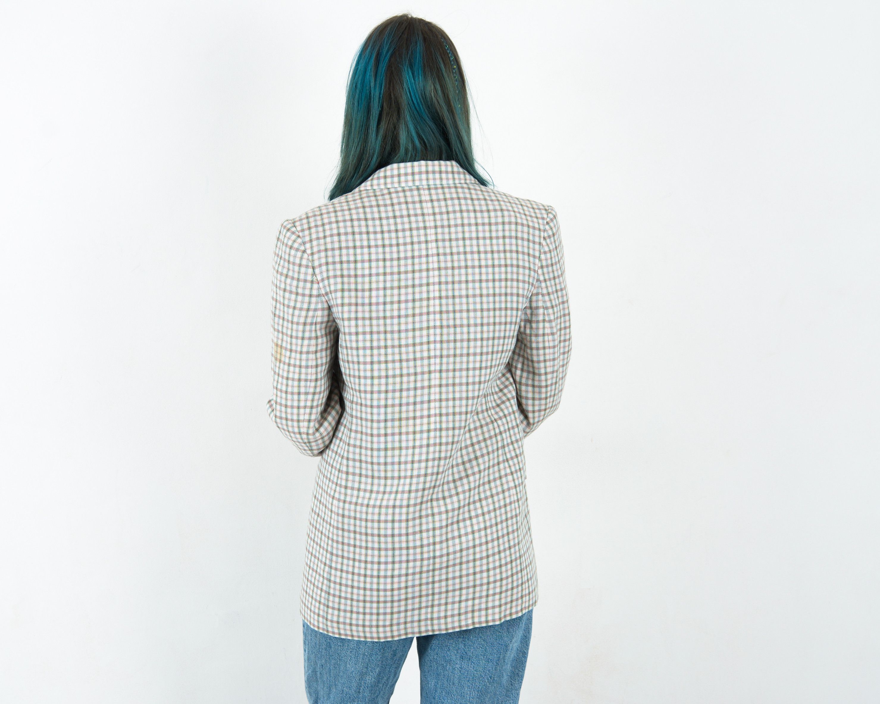 C&A × Vintage 80's Blazer Check Plaid Suit Jacket UK 10 Coat EU 36 US 6 Size M / US 6-8 / IT 42-44 - 6 Thumbnail