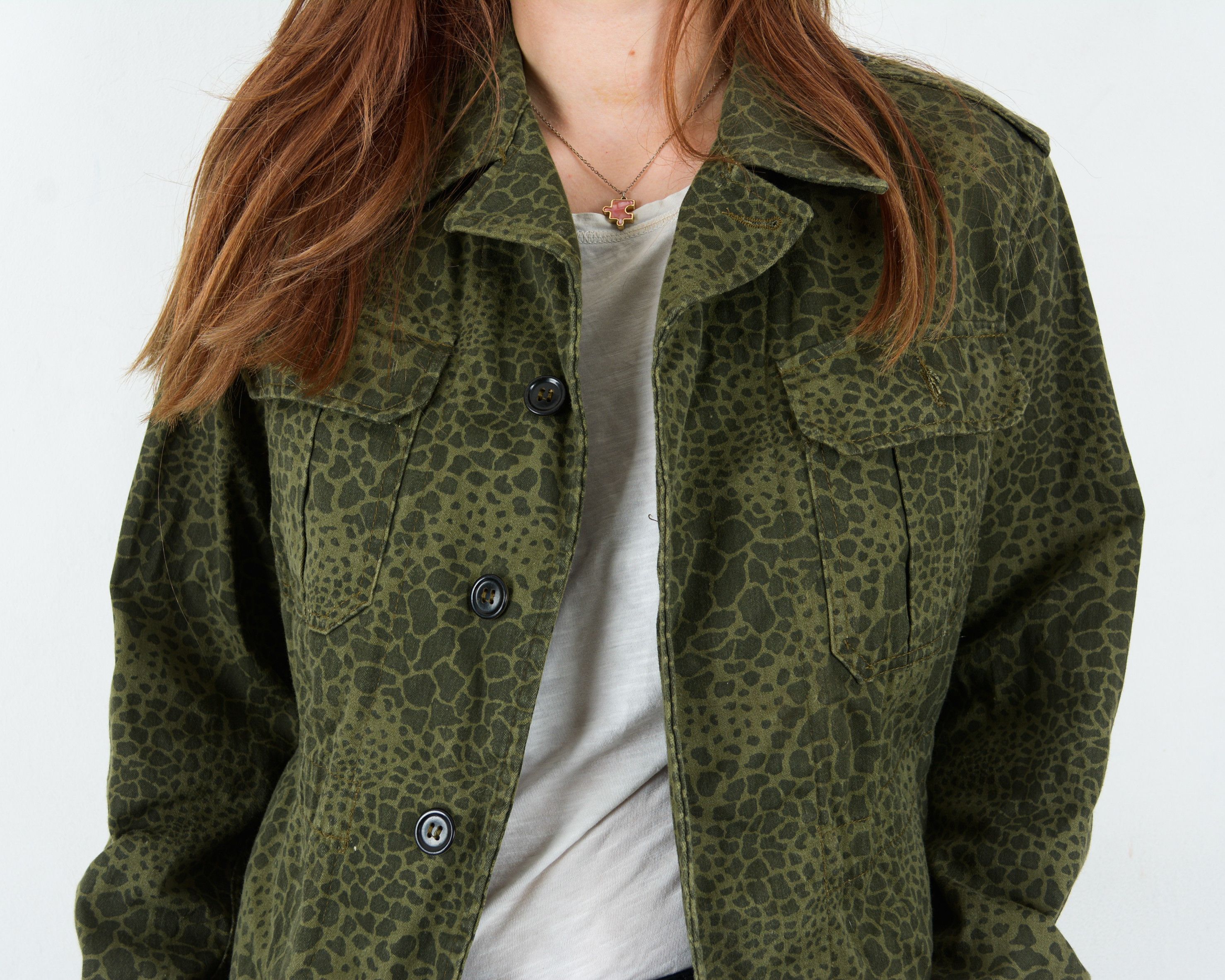 Vintage 80's Animal Print Army Military Camo Combat Jacket Coat VTG Size M / US 6-8 / IT 42-44 - 4 Thumbnail