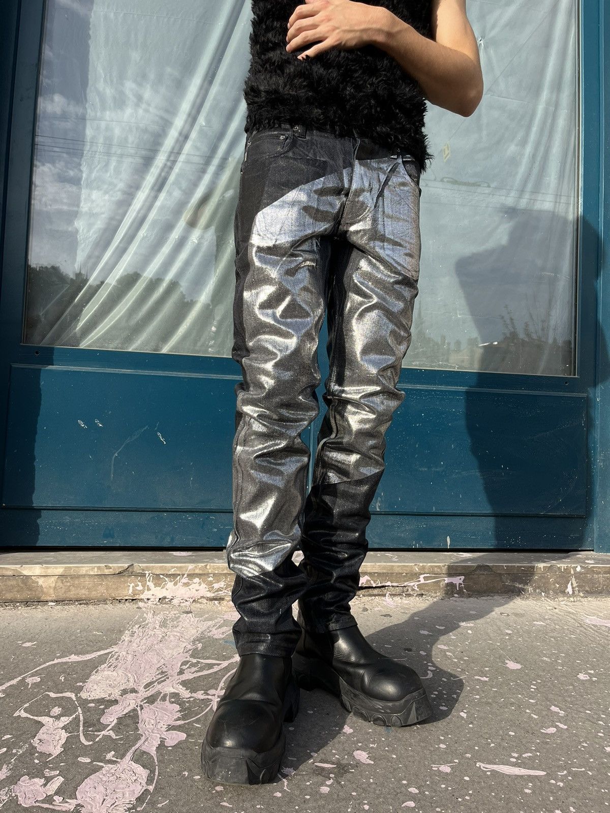 Raf by Raf Simons Raf by Raf Simmons- Waxed/ Coated Denim Pants