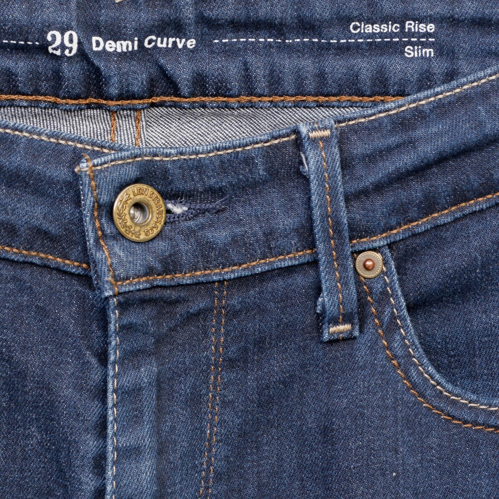 Levi's Demi Curve Classic Rise Slim Jeans W29 L32 Trousers Pants Size 29" - 6 Thumbnail