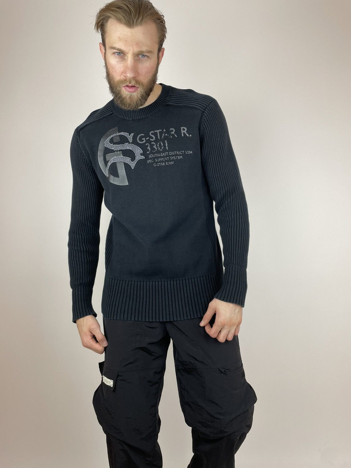 G-Star G-star RAW VTG Parker Gs R Knit L/S Cotton ribbed sweater Size US XXL / EU 58 / 5 - 8 Thumbnail