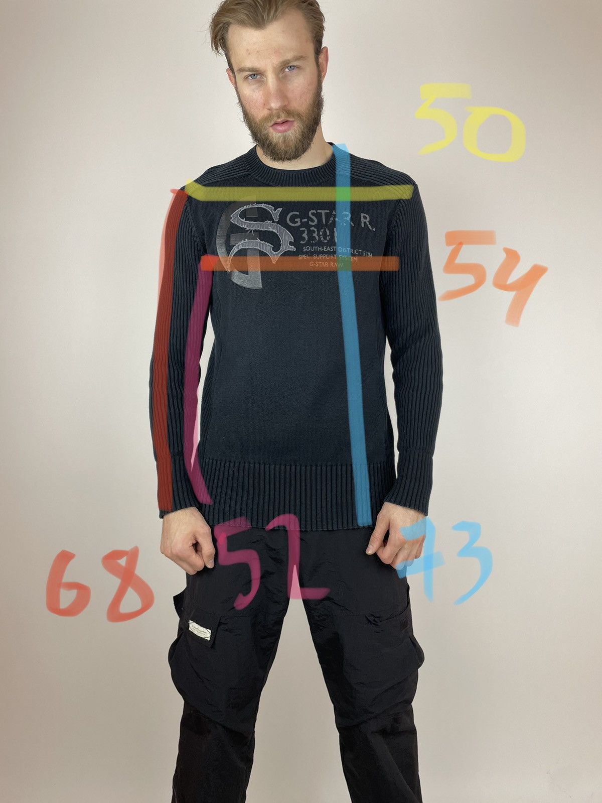 G-Star G-star RAW VTG Parker Gs R Knit L/S Cotton ribbed sweater Size US XXL / EU 58 / 5 - 13 Thumbnail