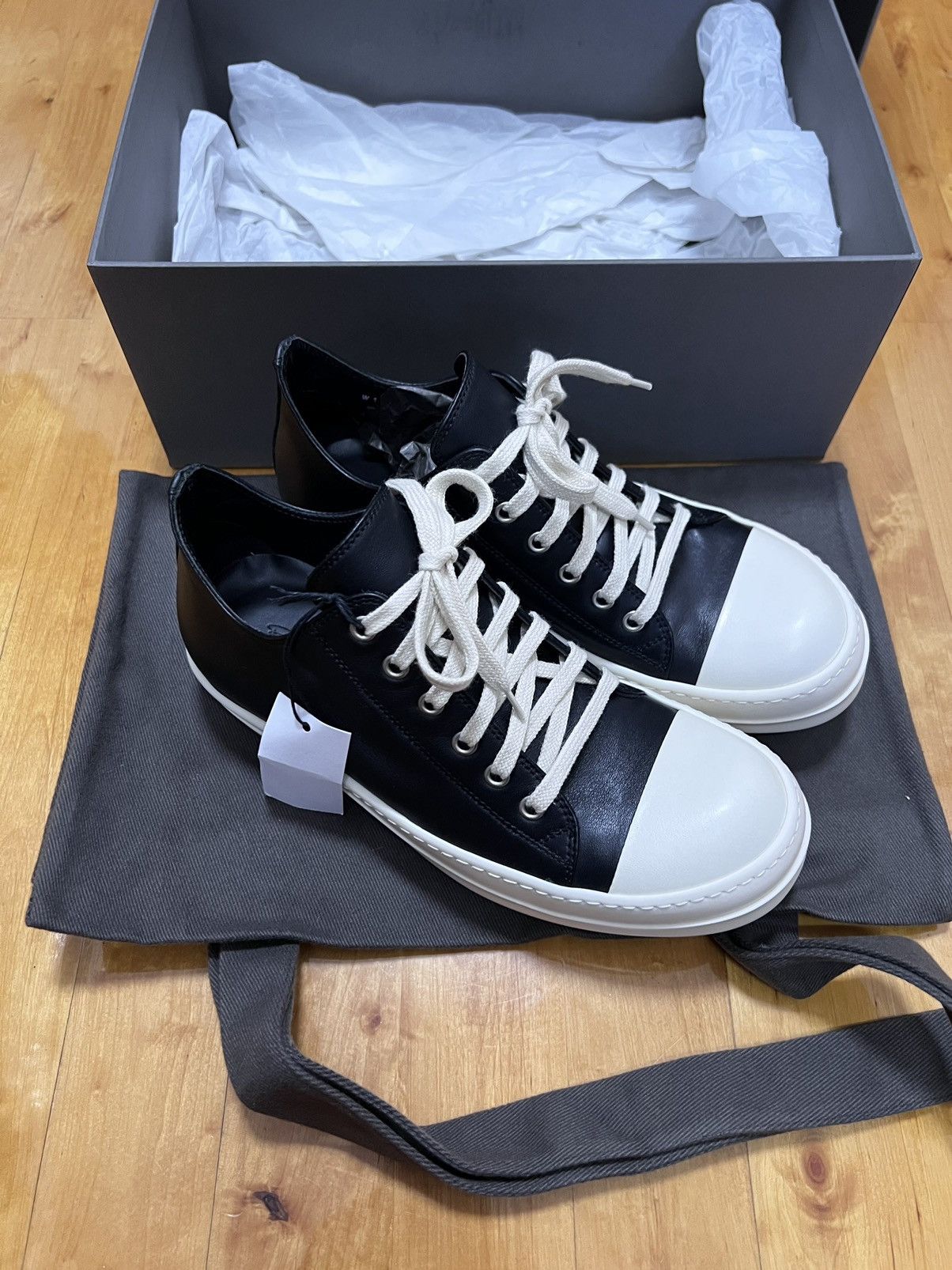 Rick Owens mainline leather ramones low top sneakers sz39 Size US 6 / EU 39 - 2 Thumbnail