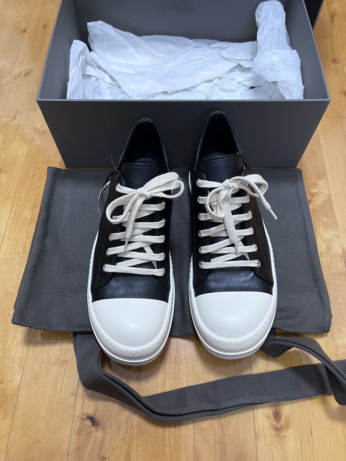 Rick Owens mainline leather ramones low top sneakers sz39 Size US 6 / EU 39 - 3 Thumbnail