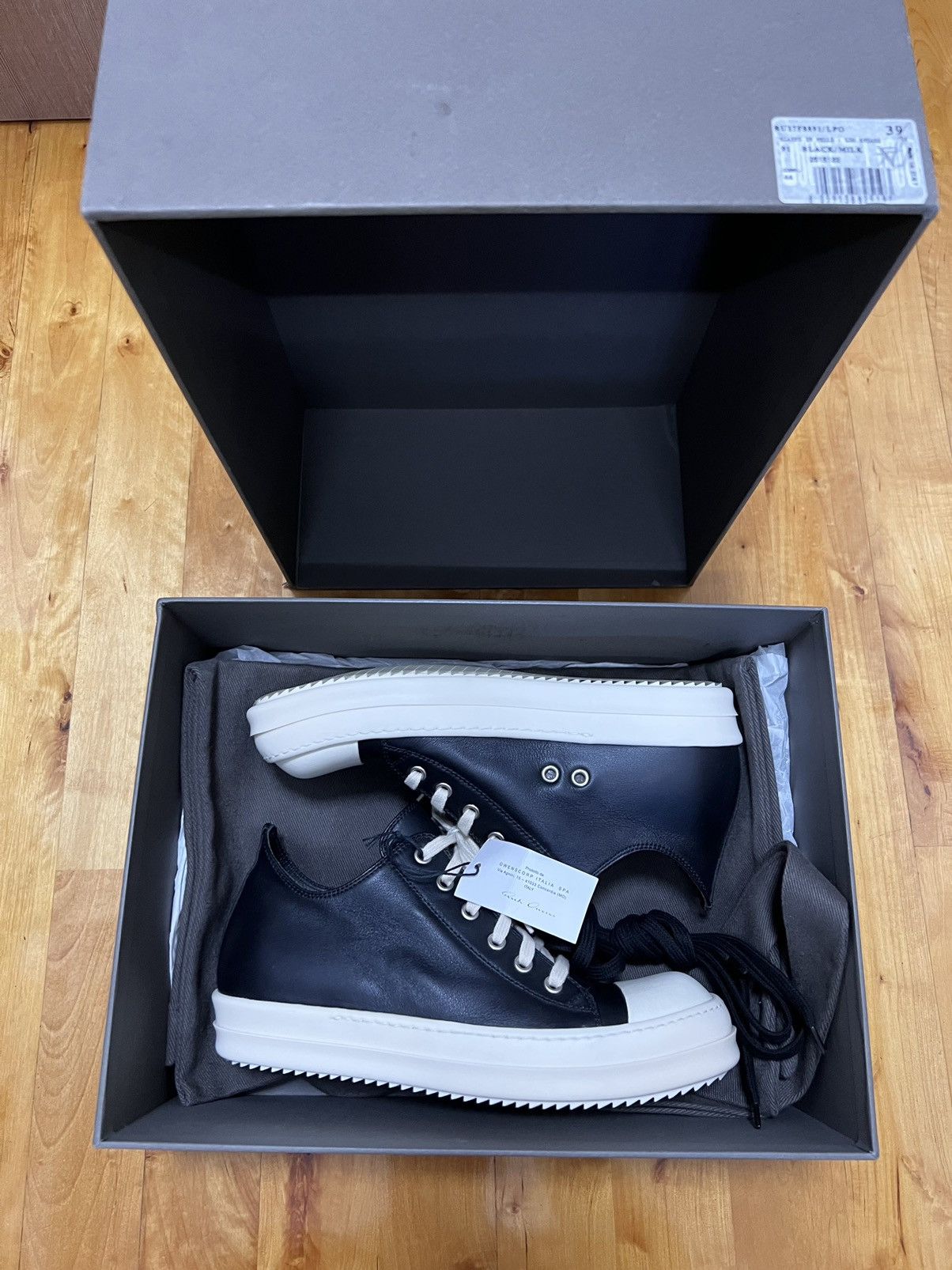 Rick Owens mainline leather ramones low top sneakers sz39 Size US 6 / EU 39 - 1 Thumbnail
