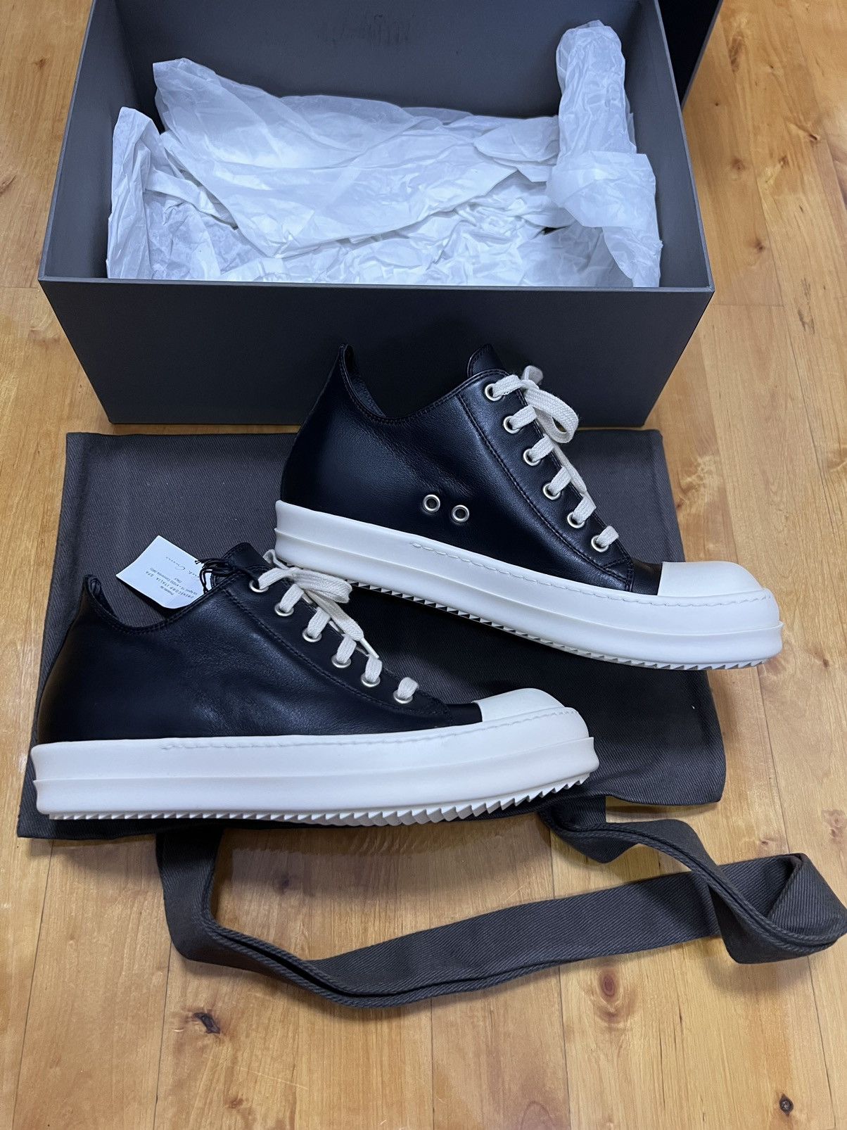 Rick Owens mainline leather ramones low top sneakers sz39 Size US 6 / EU 39 - 4 Thumbnail