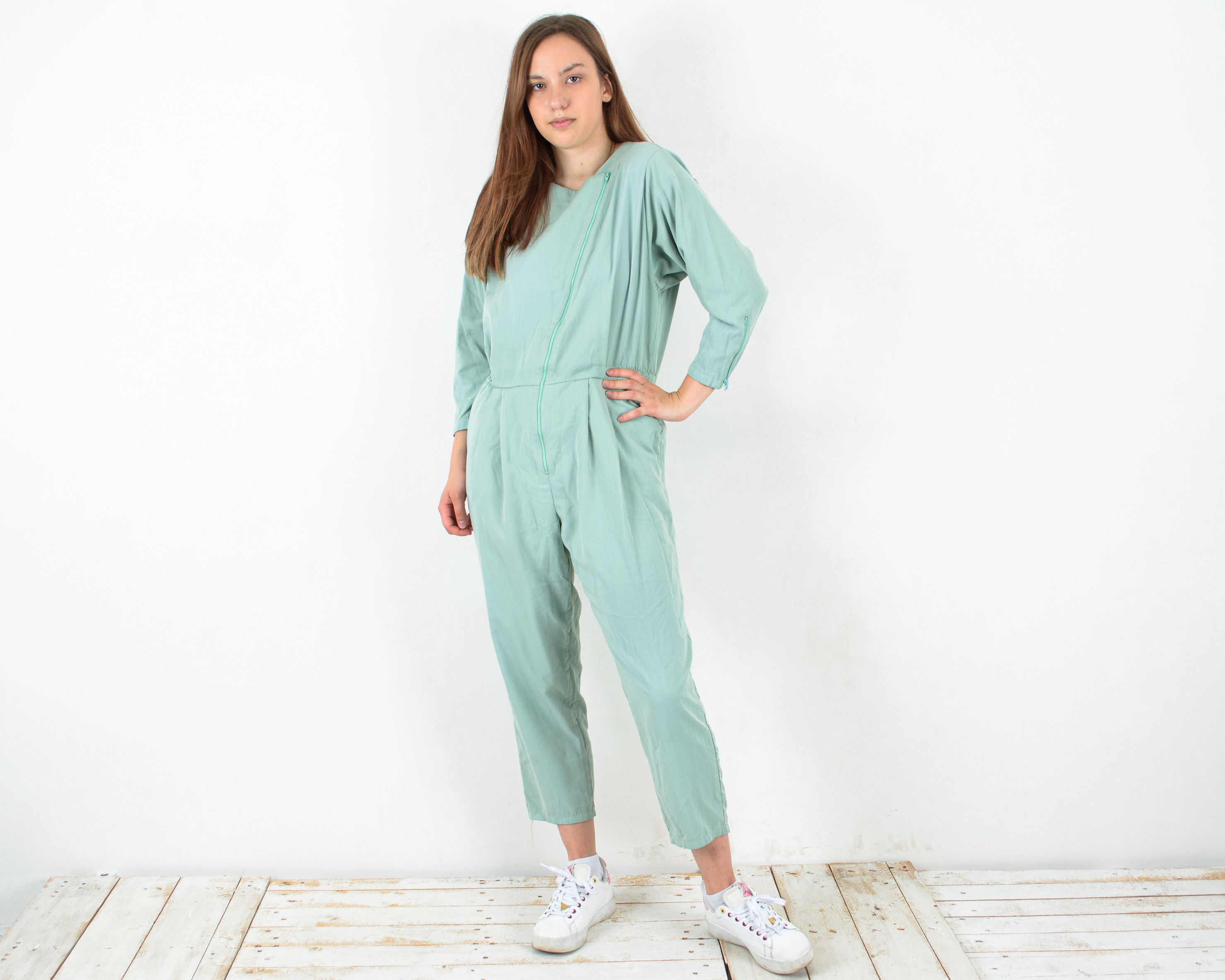 Other × Vintage Worker Coverall Jumpsuit Utility Boilersuit Mint Green Size 34" / US 12 / IT 48 - 1 Thumbnail