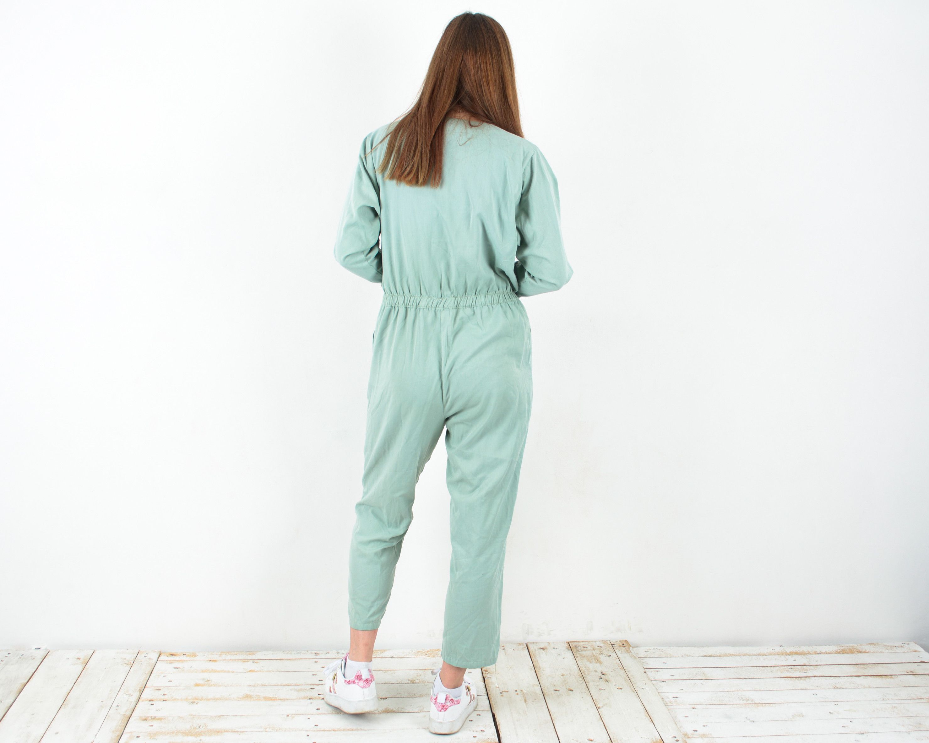 Other × Vintage Worker Coverall Jumpsuit Utility Boilersuit Mint Green Size 34" / US 12 / IT 48 - 4 Thumbnail