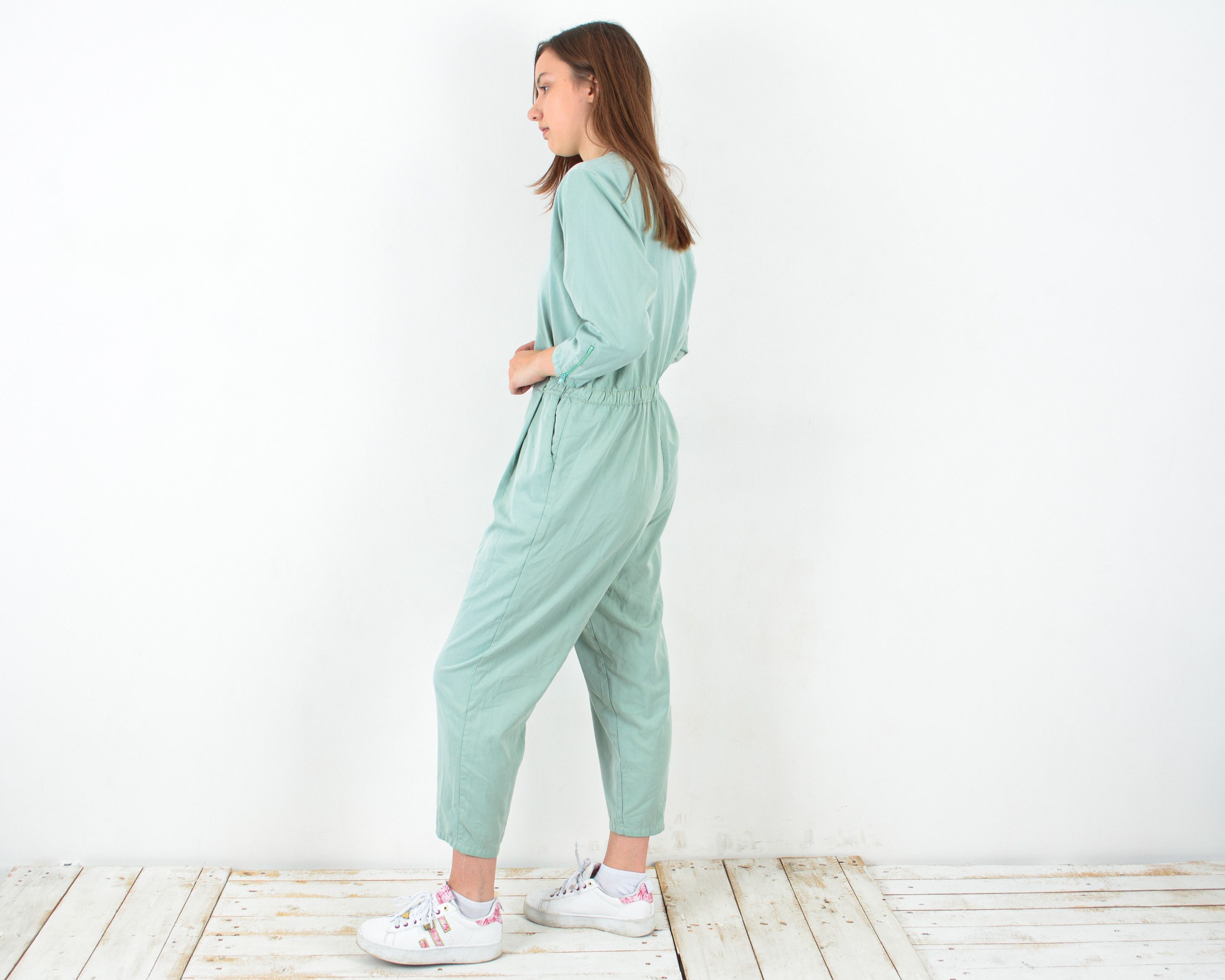 Other × Vintage Worker Coverall Jumpsuit Utility Boilersuit Mint Green Size 34" / US 12 / IT 48 - 3 Thumbnail