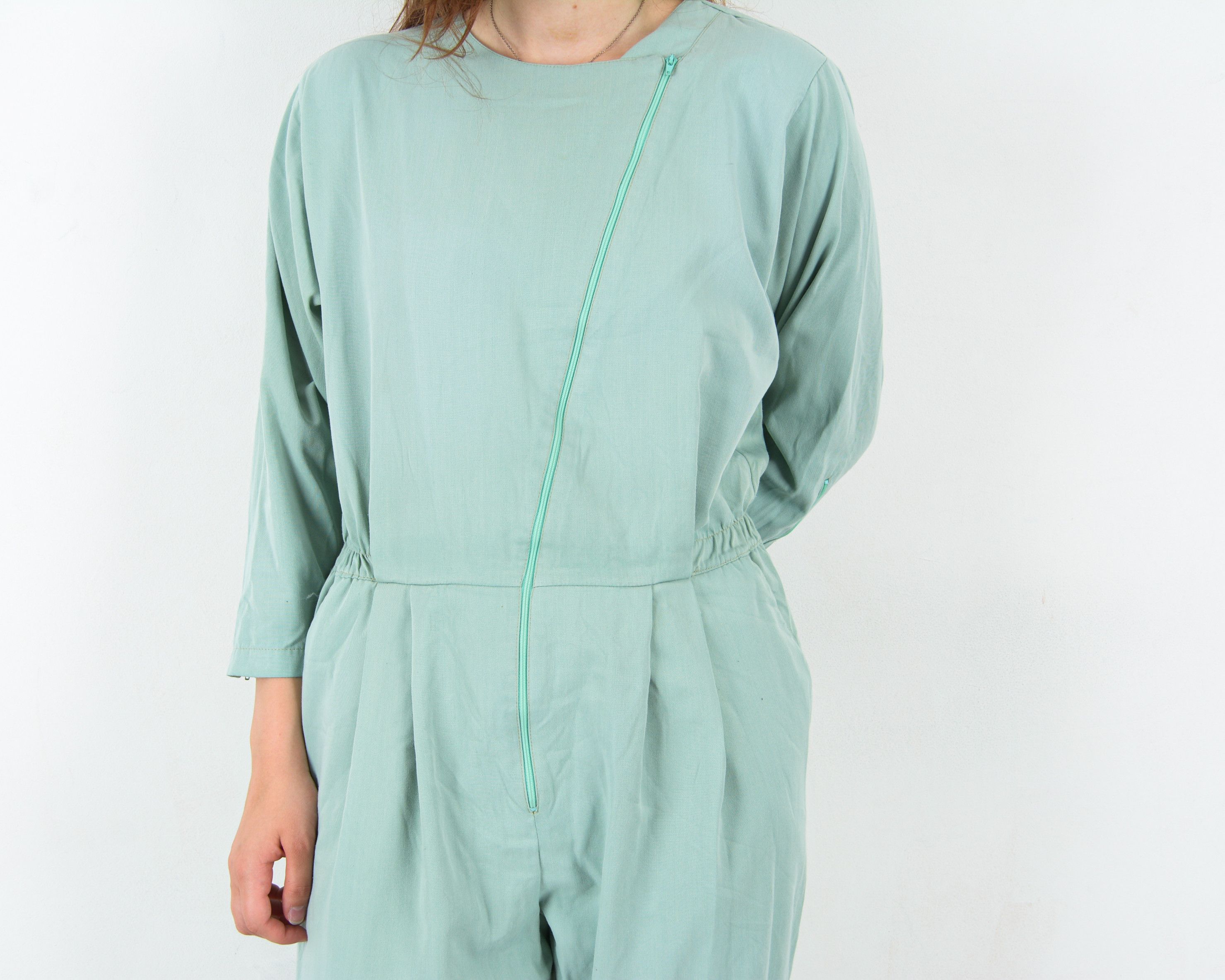 Other × Vintage Worker Coverall Jumpsuit Utility Boilersuit Mint Green Size 34" / US 12 / IT 48 - 2 Thumbnail