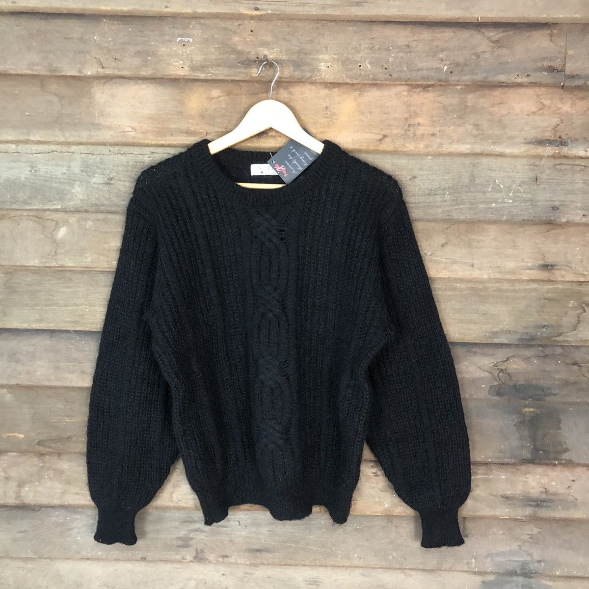 Aran Isles Knitwear × Japanese Brand × Vintage Presidio vintage Black aran isle cable Knitwear #5059 Size M / US 6-8 / IT 42-44 - 1 Thumbnail
