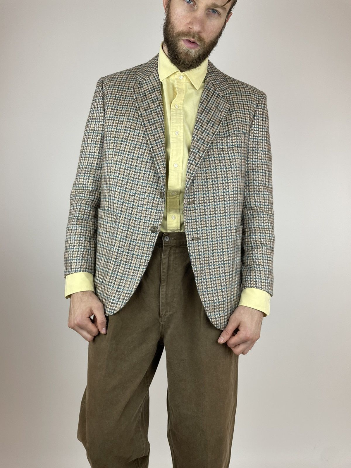 Vintage Vintage Pied-de-poule super 100’s wool by DECHAMPS Blazer Size 40R - 4 Thumbnail