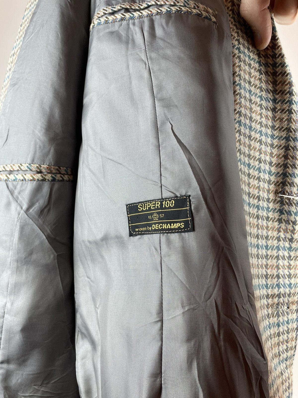 Vintage Vintage Pied-de-poule super 100’s wool by DECHAMPS Blazer Size 40R - 9 Thumbnail