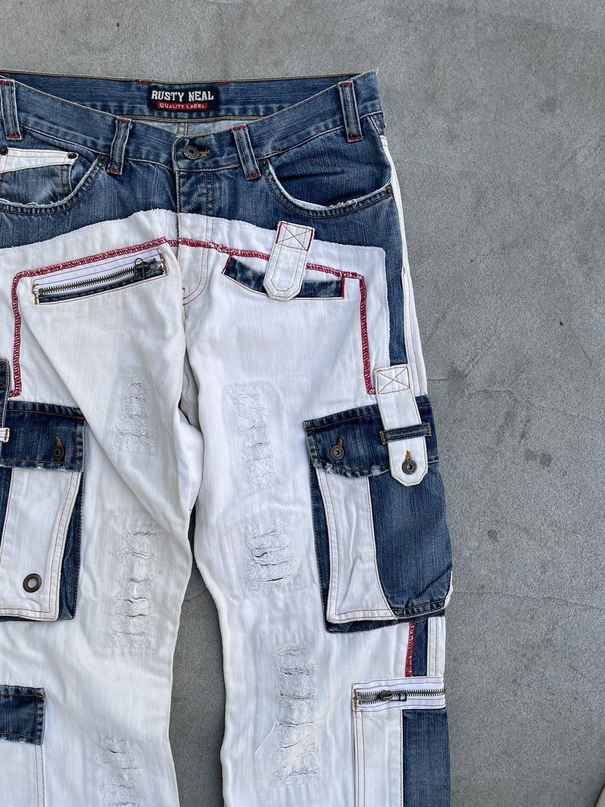 Japanese Brand Vintage Rusty Distressed Denim Cargo Jeans Size US 32 / EU 48 - 7 Thumbnail