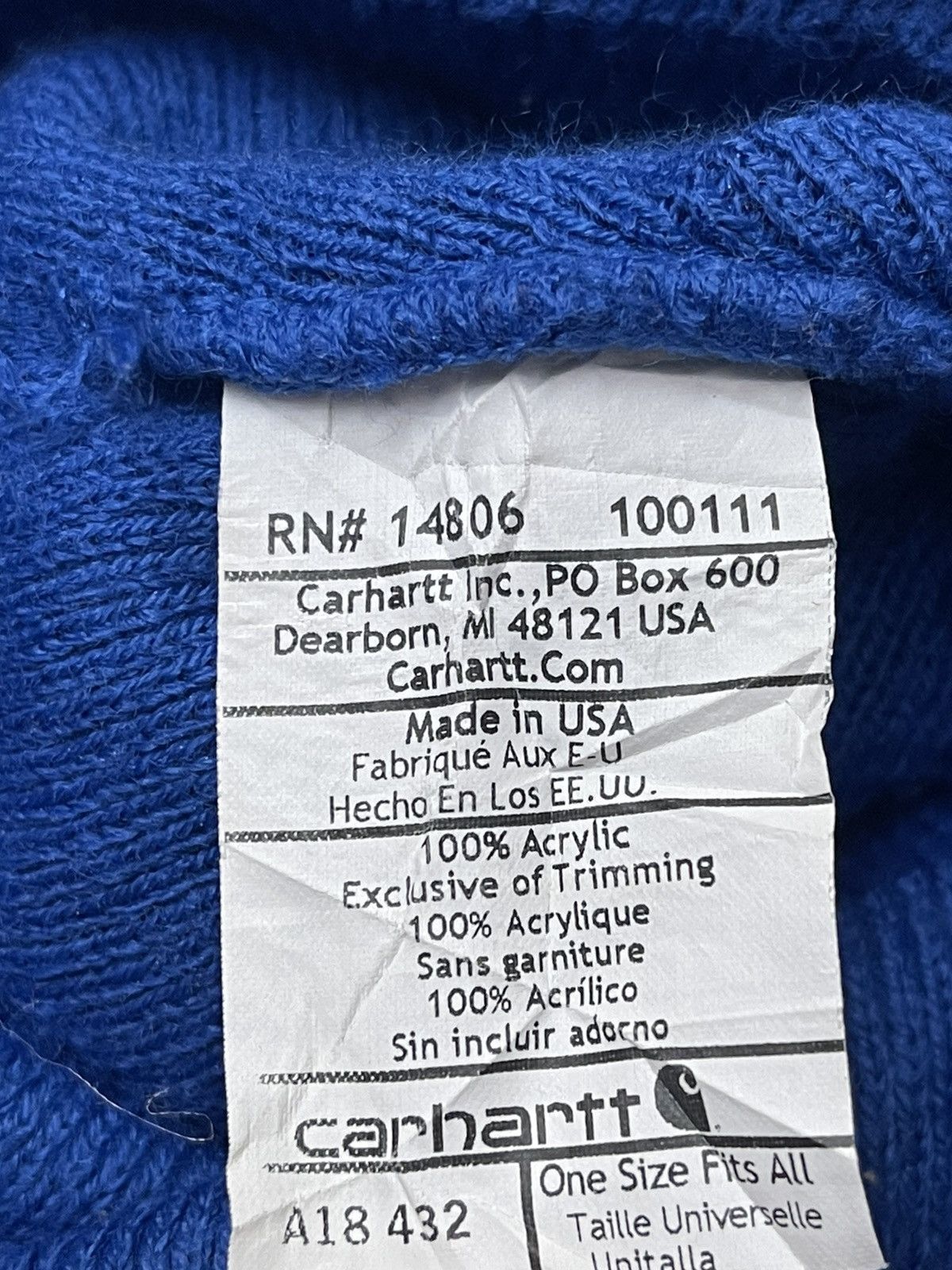 Carhartt × Carhartt Wip × Vintage Vintage Carhartt Usa Blue Beanie / Snowcap Size ONE SIZE - 6 Thumbnail