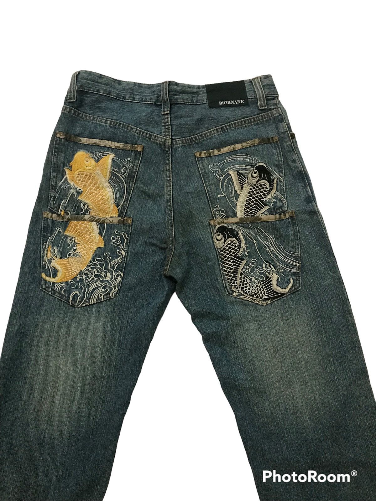 20471120 koi fish at double pocket jeans Size US 32 / EU 48 - 2 Thumbnail