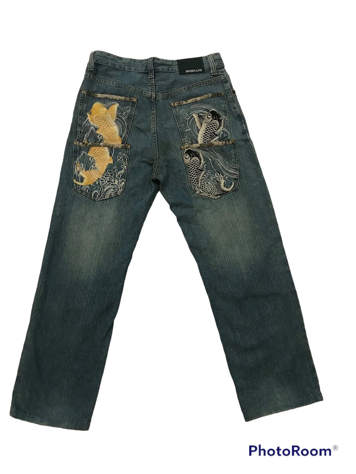 20471120 koi fish at double pocket jeans Size US 32 / EU 48 - 1 Thumbnail