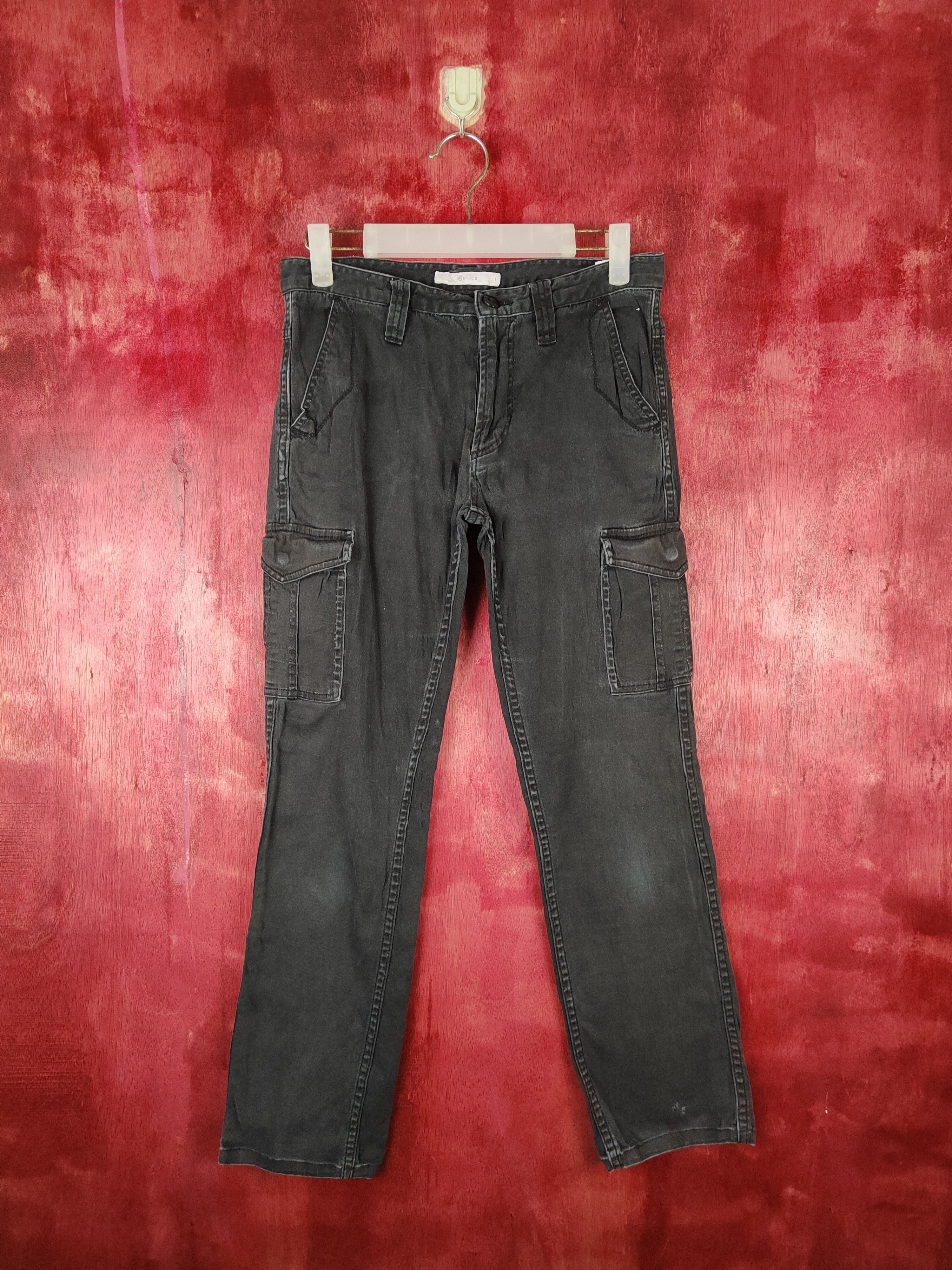 Faded Glory × Japanese Brand Shuca Black Multi Pocket Tactical Cargo Pants #S484 Size US 29 - 1 Thumbnail