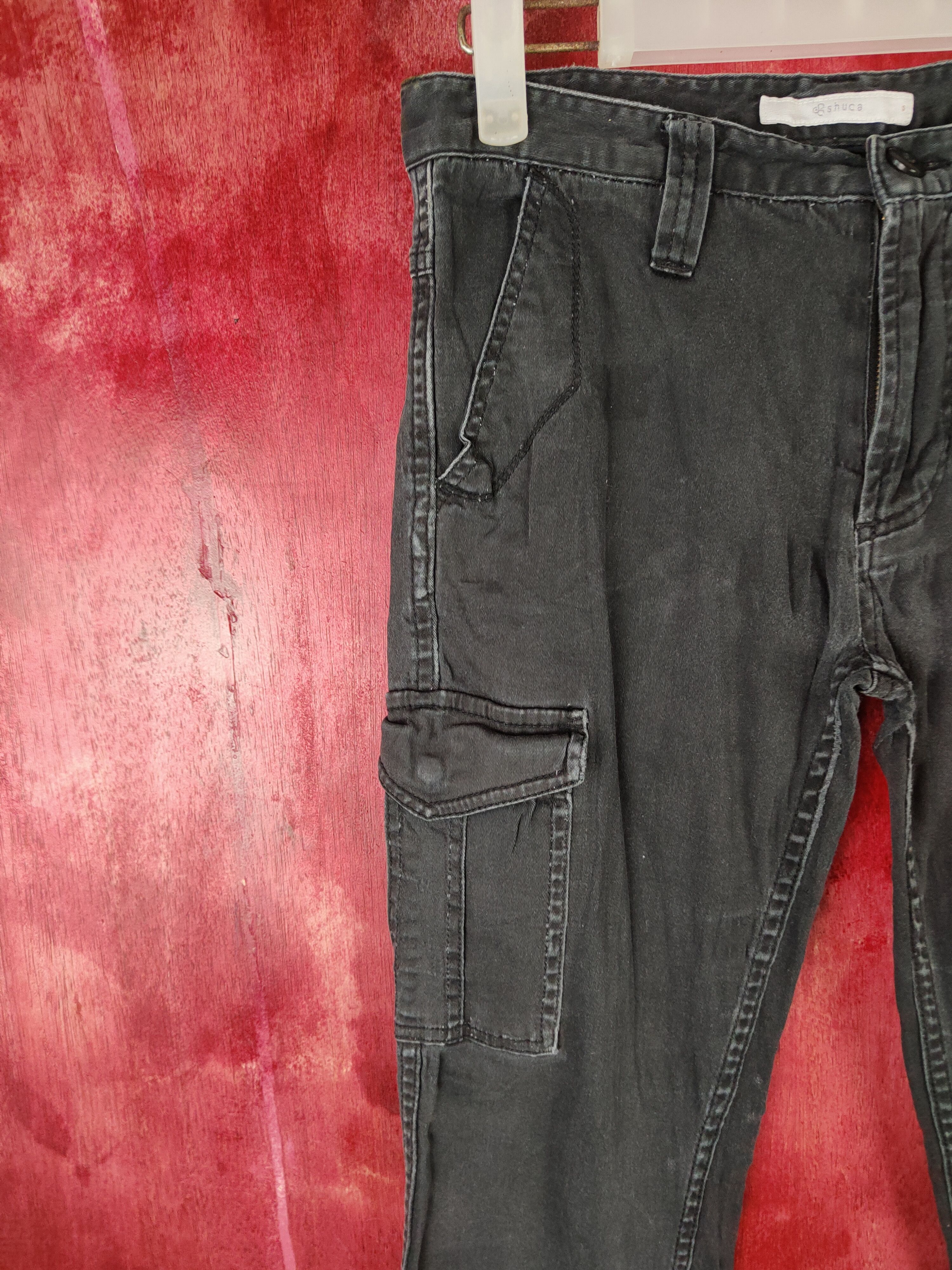 Faded Glory × Japanese Brand Shuca Black Multi Pocket Tactical Cargo Pants #S484 Size US 29 - 3 Thumbnail