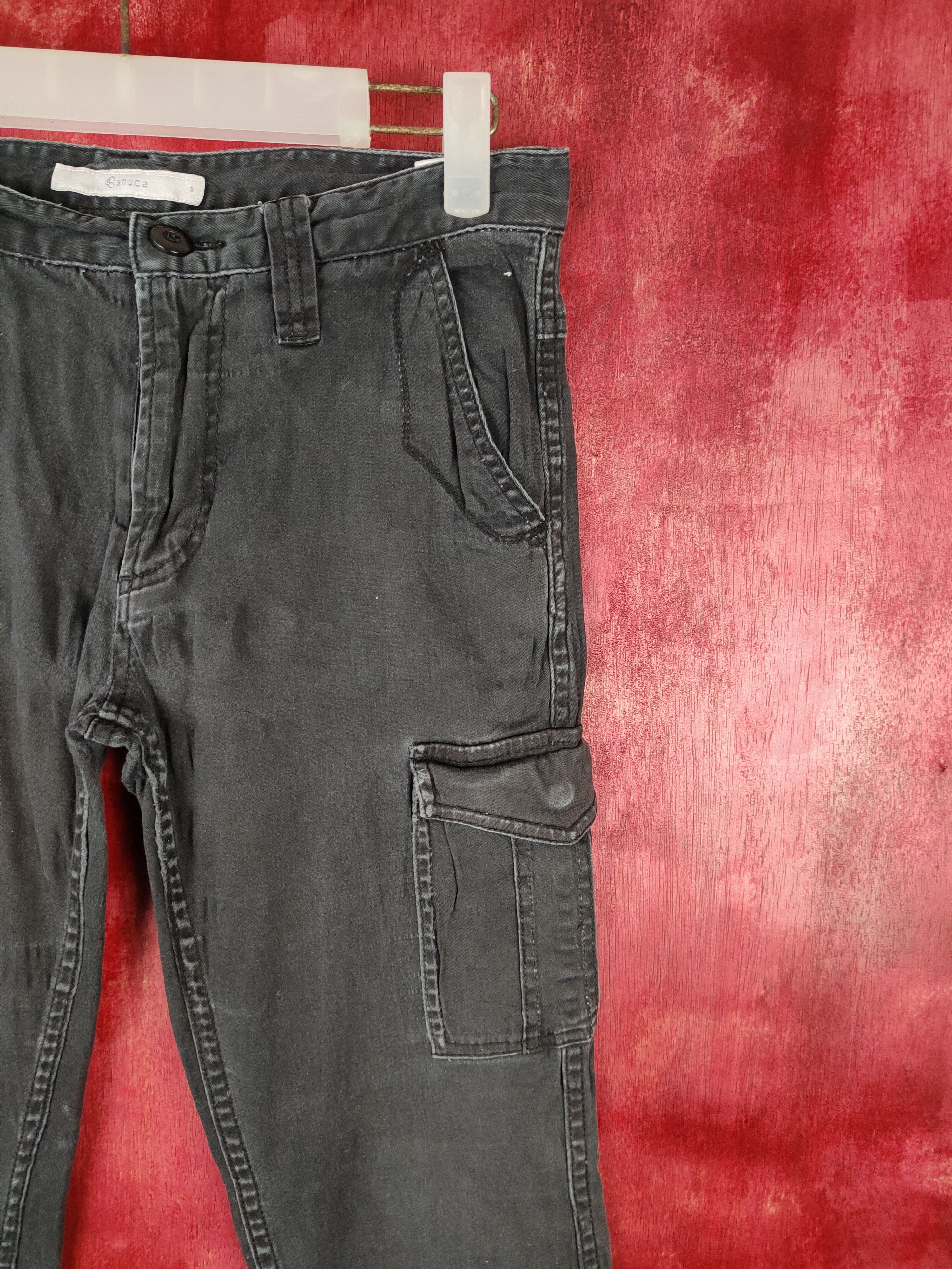 Faded Glory × Japanese Brand Shuca Black Multi Pocket Tactical Cargo Pants #S484 Size US 29 - 5 Thumbnail