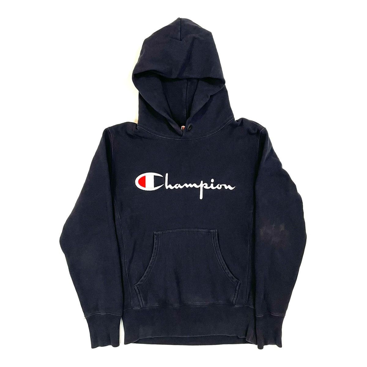 Champion Reverse Weave navy hoodie sportswear big logo