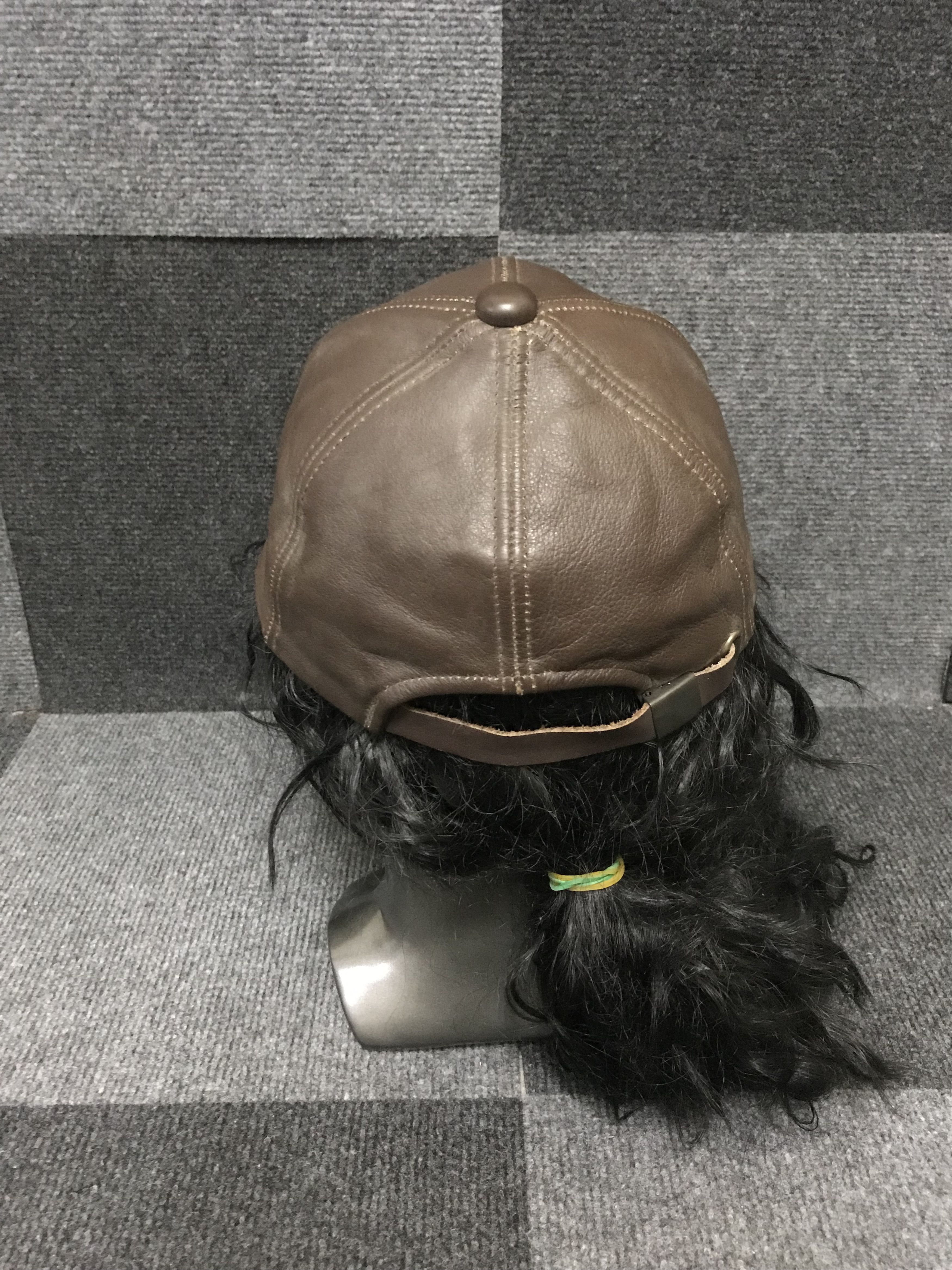 Genuine Leather × Vintage BSC136 Vintage Long Genuine Leather Biker Cap Size ONE SIZE - 4 Thumbnail