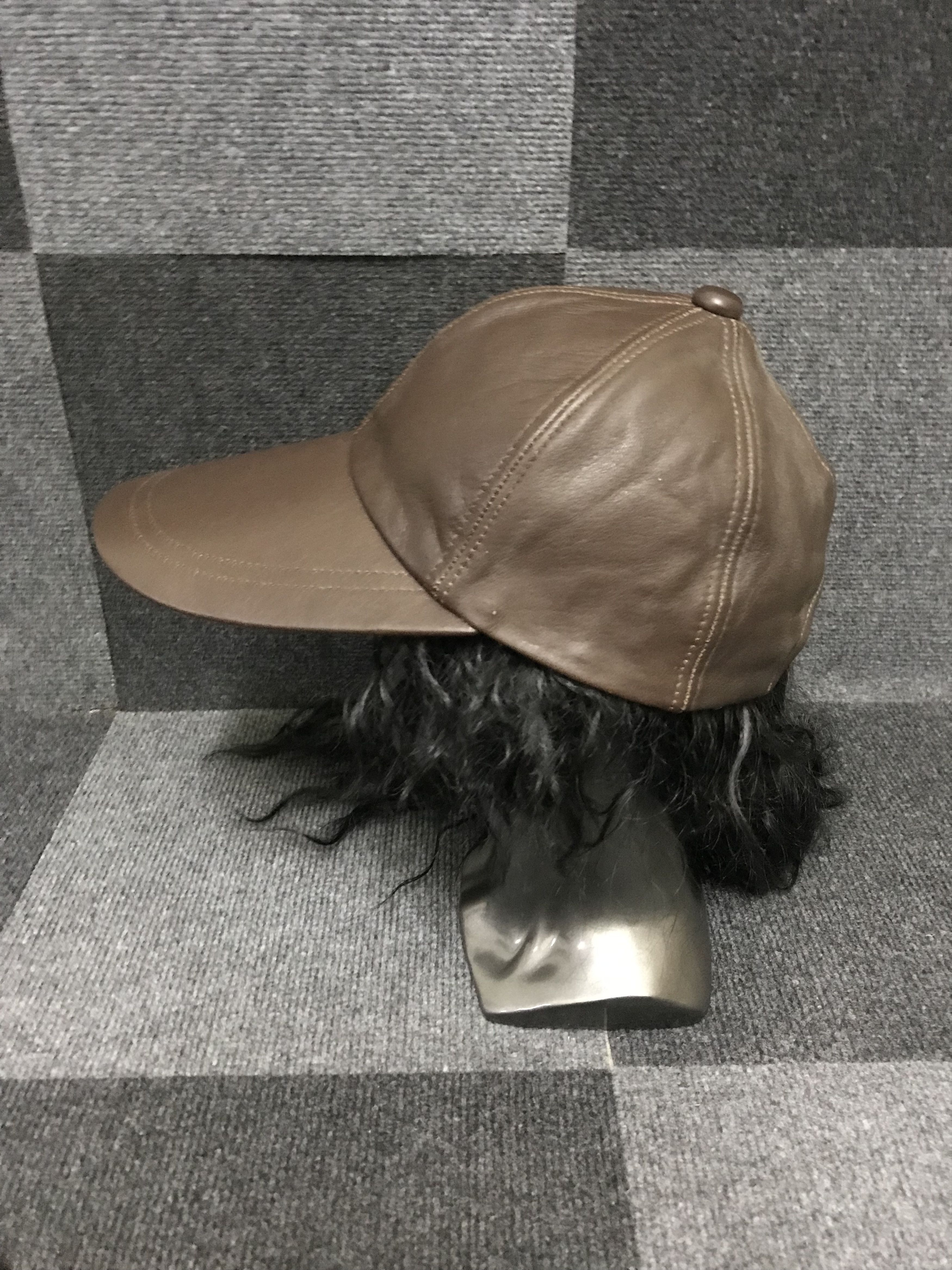 Genuine Leather × Vintage BSC136 Vintage Long Genuine Leather Biker Cap Size ONE SIZE - 3 Thumbnail