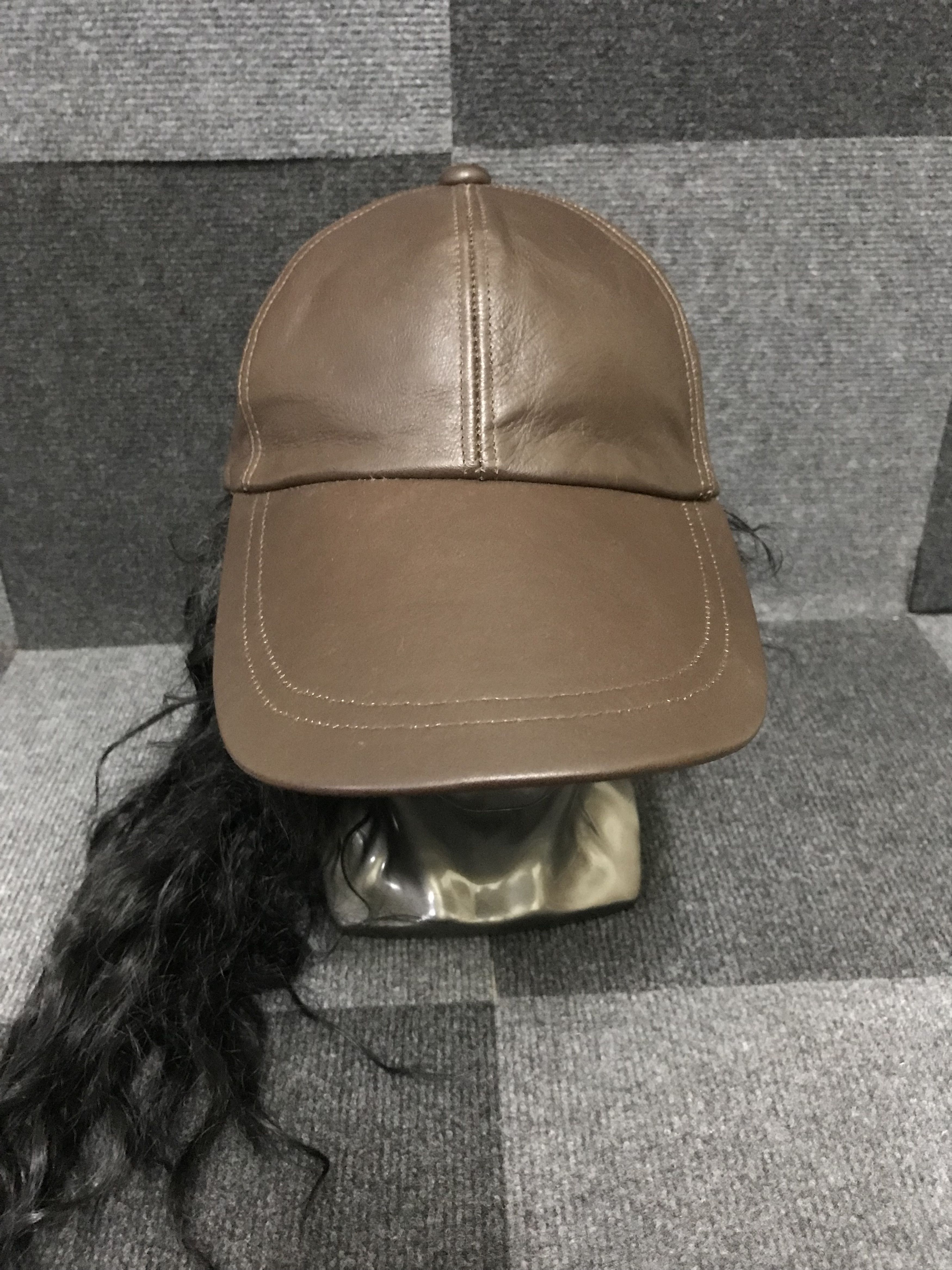 Genuine Leather × Vintage BSC136 Vintage Long Genuine Leather Biker Cap Size ONE SIZE - 2 Thumbnail
