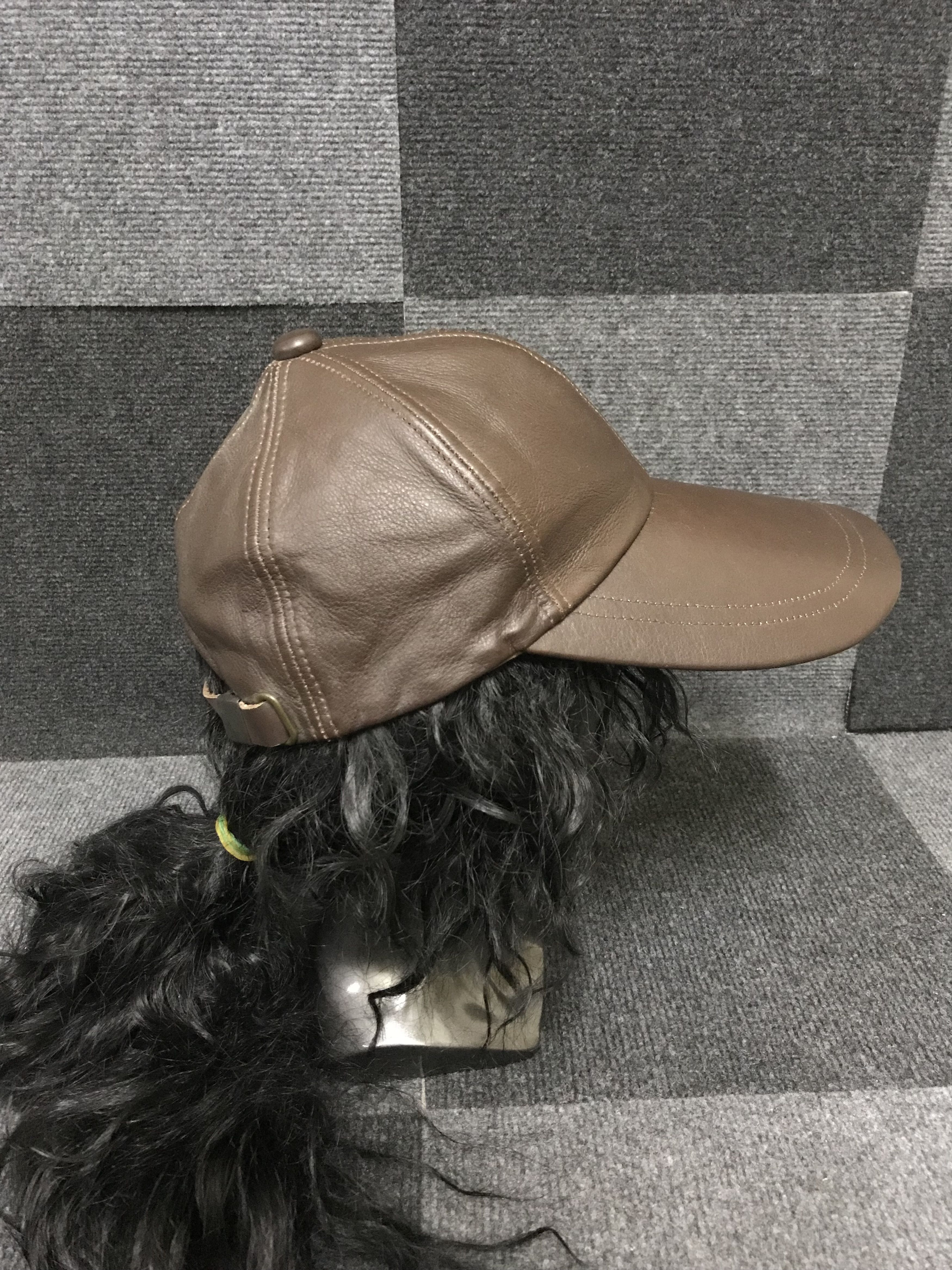 Genuine Leather × Vintage BSC136 Vintage Long Genuine Leather Biker Cap Size ONE SIZE - 5 Thumbnail