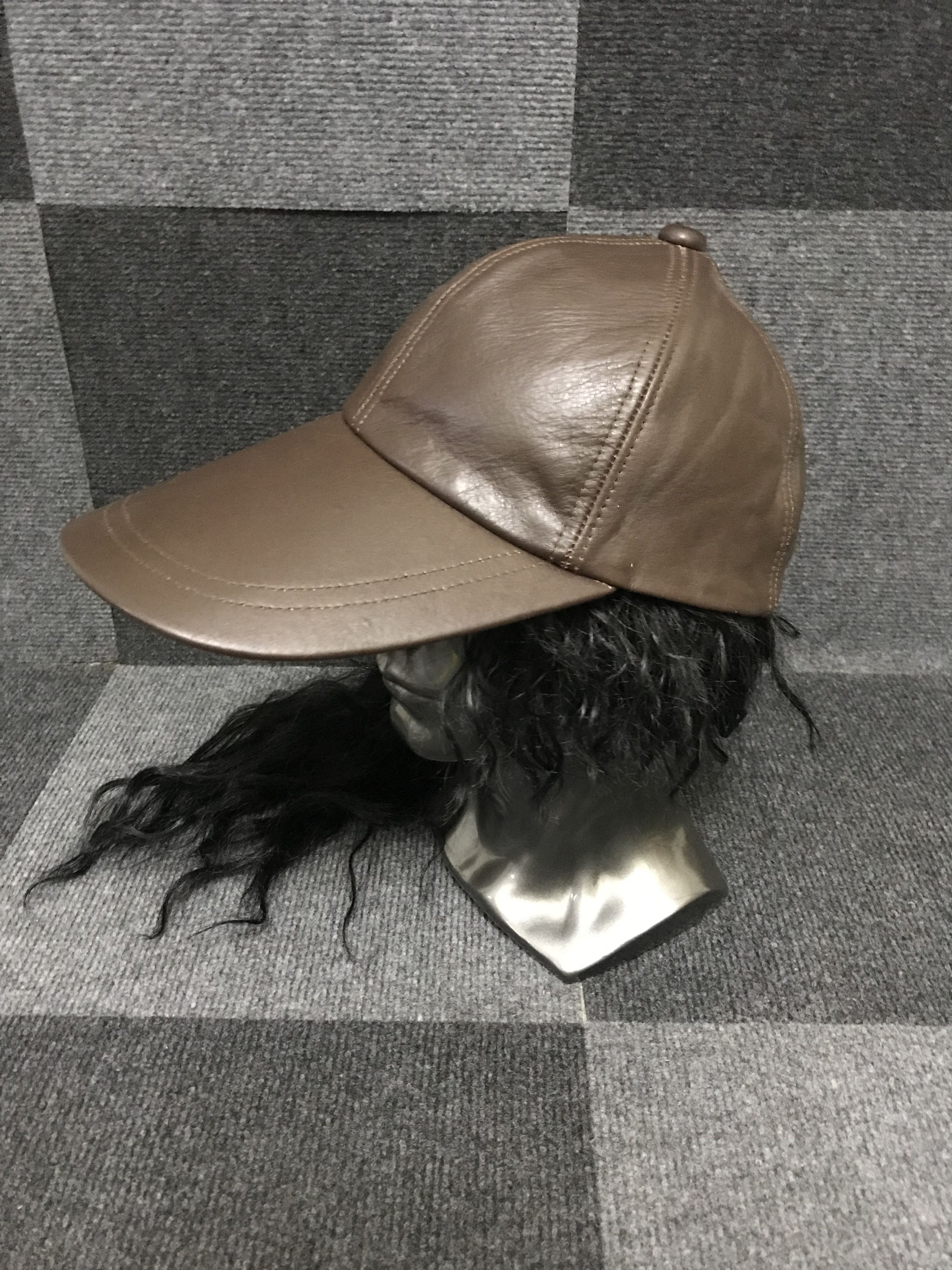 Genuine Leather × Vintage BSC136 Vintage Long Genuine Leather Biker Cap Size ONE SIZE - 1 Thumbnail