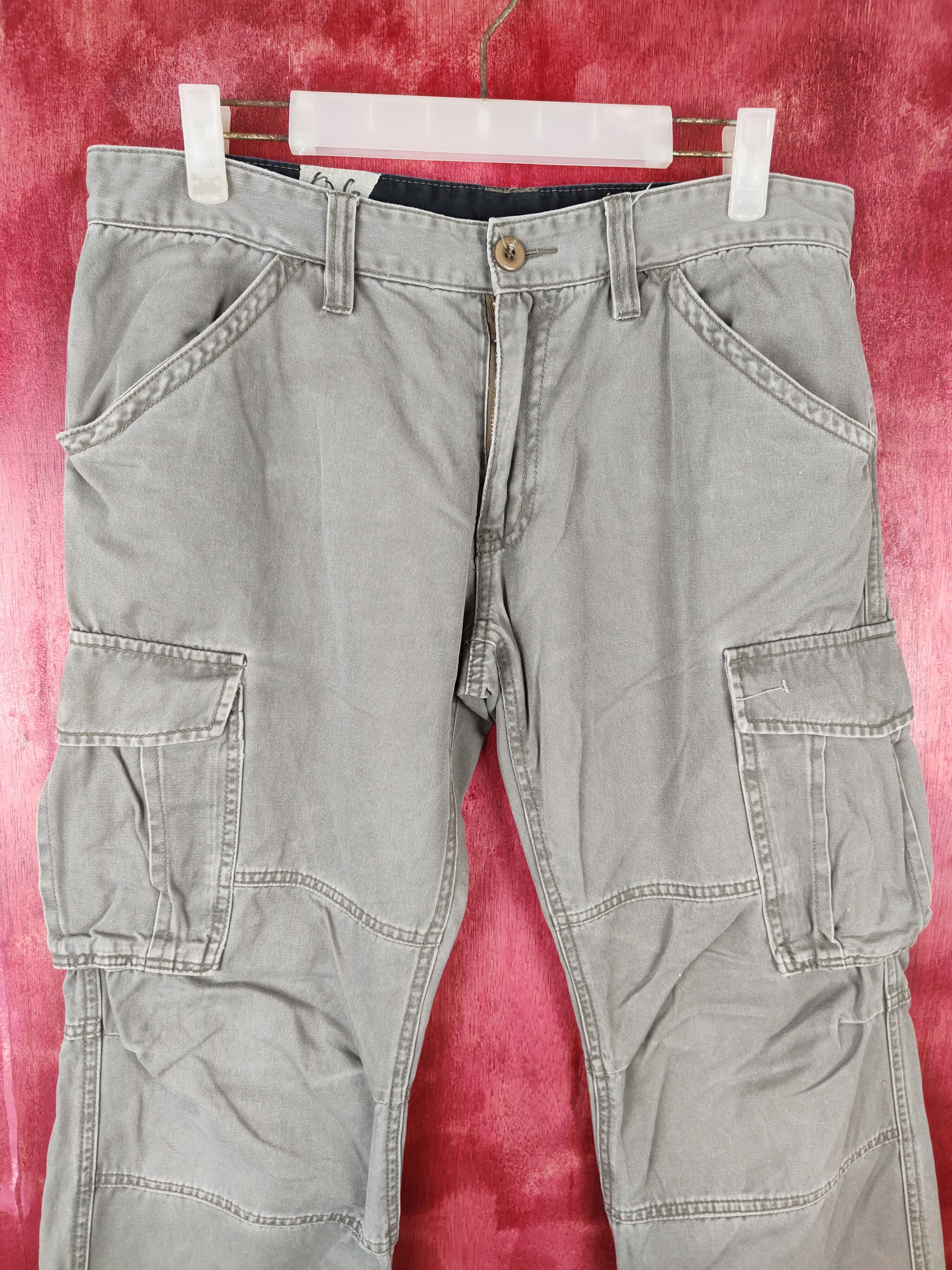 Japanese Brand Bull Gray Multi Pocket Tactical Cargo Pants #S448 Size US 32 / EU 48 - 2 Thumbnail