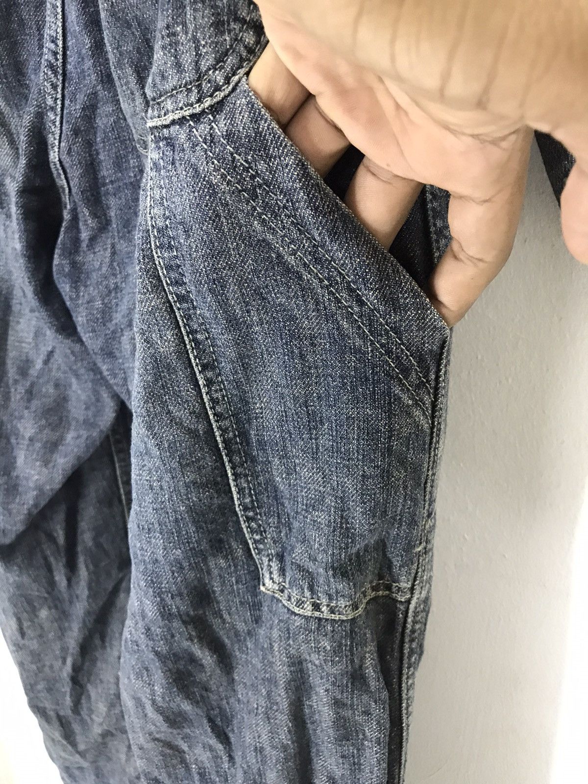 Japanese Brand Vtg Shimamura corp patchwork boro denim coverall Button fly Size US 34 / EU 50 - 9 Thumbnail