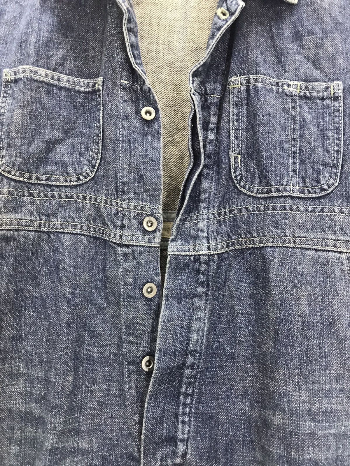 Japanese Brand Vtg Shimamura corp patchwork boro denim coverall Button fly Size US 34 / EU 50 - 11 Thumbnail