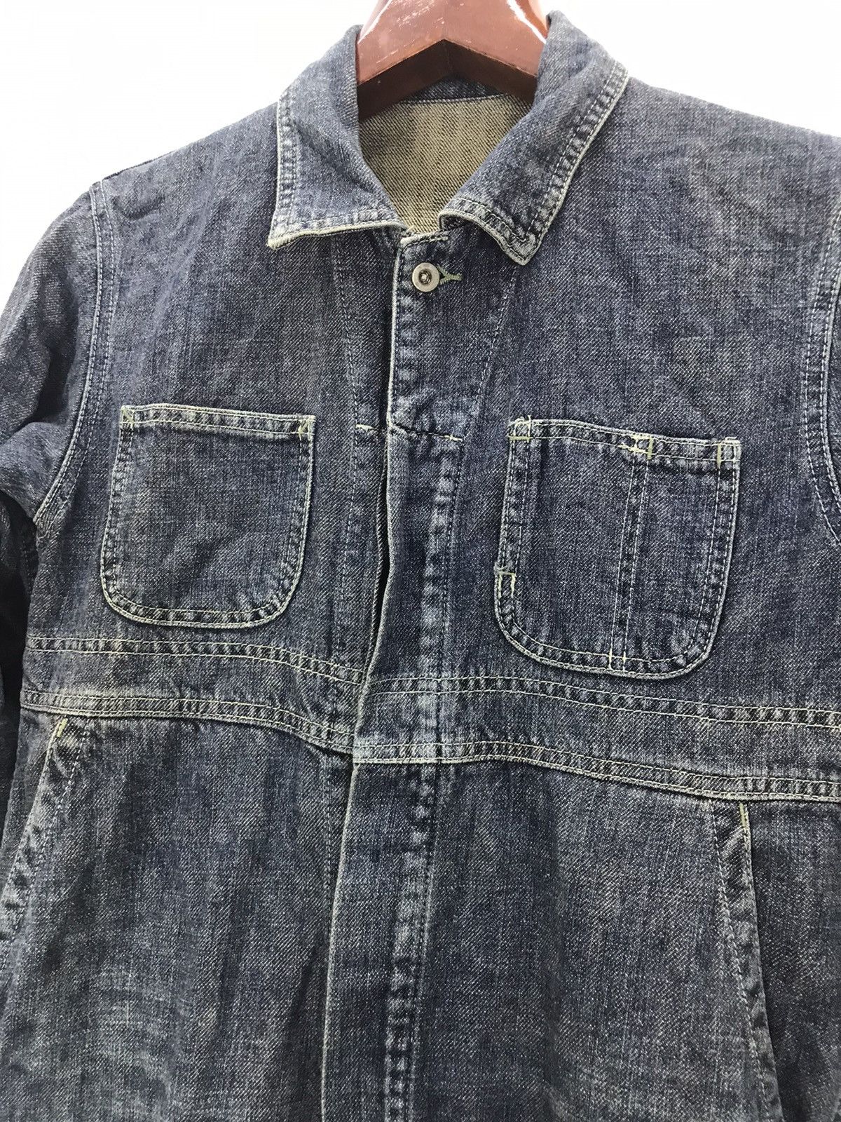 Japanese Brand Vtg Shimamura corp patchwork boro denim coverall Button fly Size US 34 / EU 50 - 10 Thumbnail