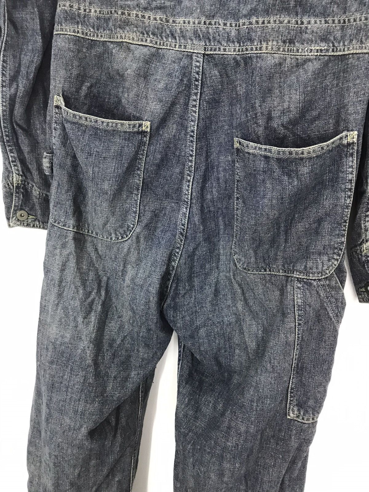 Japanese Brand Vtg Shimamura corp patchwork boro denim coverall Button fly Size US 34 / EU 50 - 8 Thumbnail