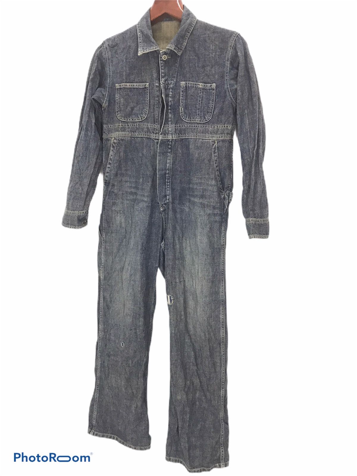 Japanese Brand Vtg Shimamura corp patchwork boro denim coverall Button fly Size US 34 / EU 50 - 2 Thumbnail