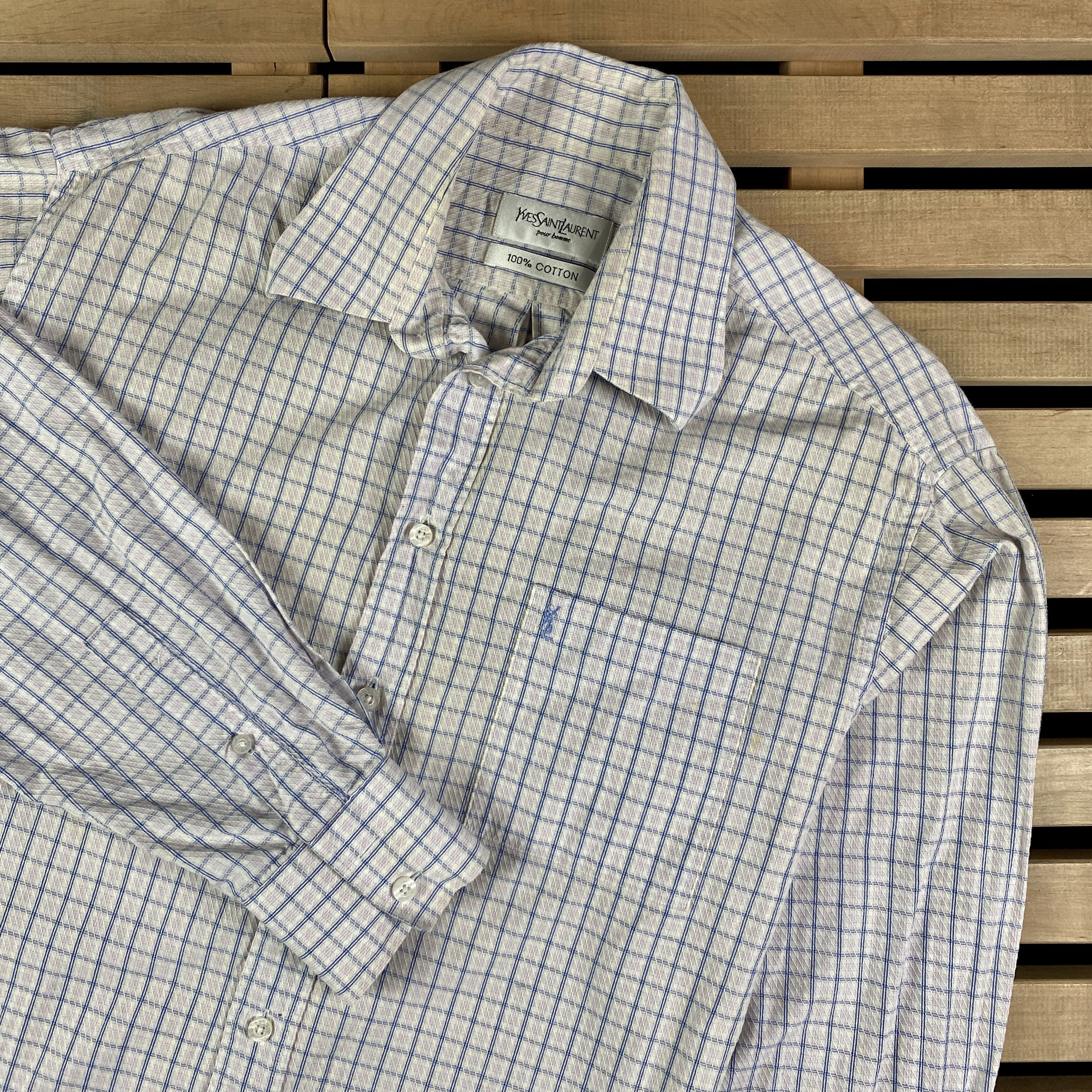 Vintage × Yves Saint Laurent Mens Shirt Long Sleeve Yves Saint Lauren Vintage Size M Size US M / EU 48-50 / 2 - 2 Thumbnail