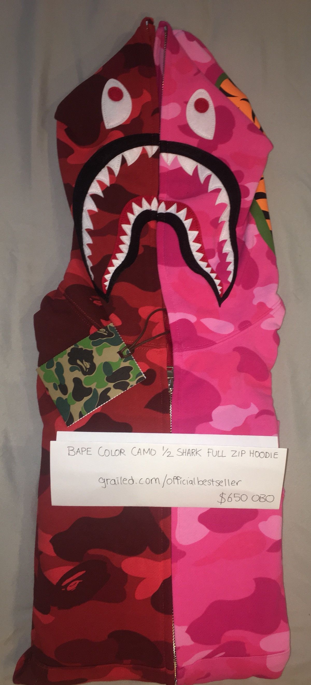 BAPE Color Camo Shark Full Zip Hoodie Red Men's - US